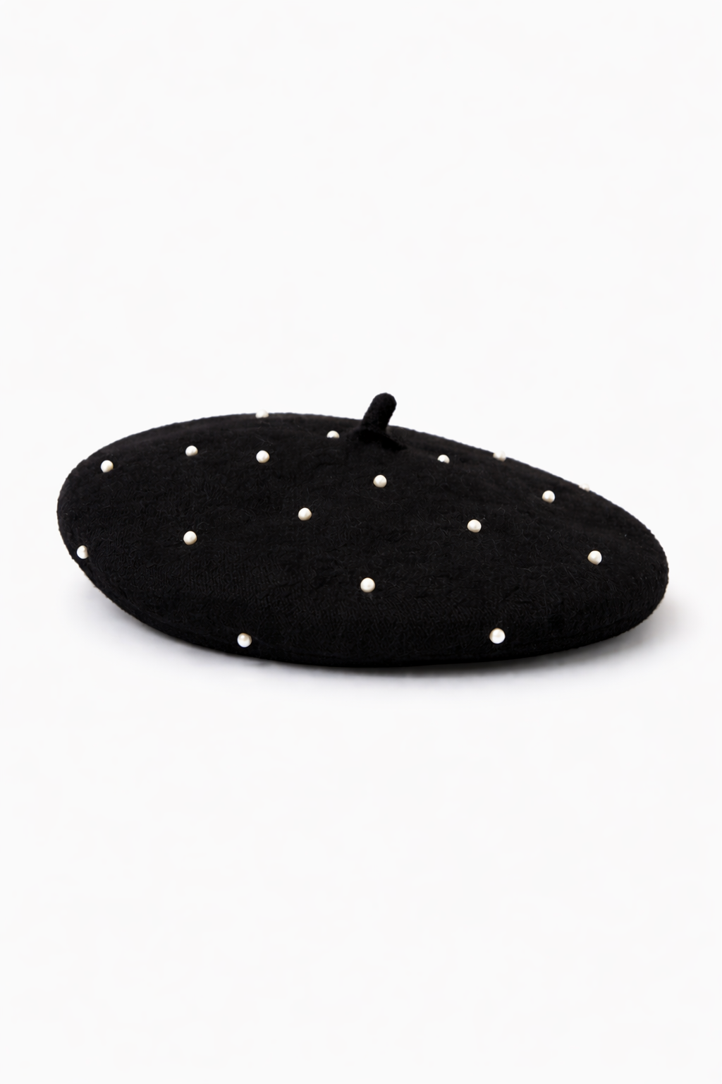 TASHA BERET WITH FAUX PEARLS OS BLACK NWOT Beret with Pearls in Black – Me&B main image 4