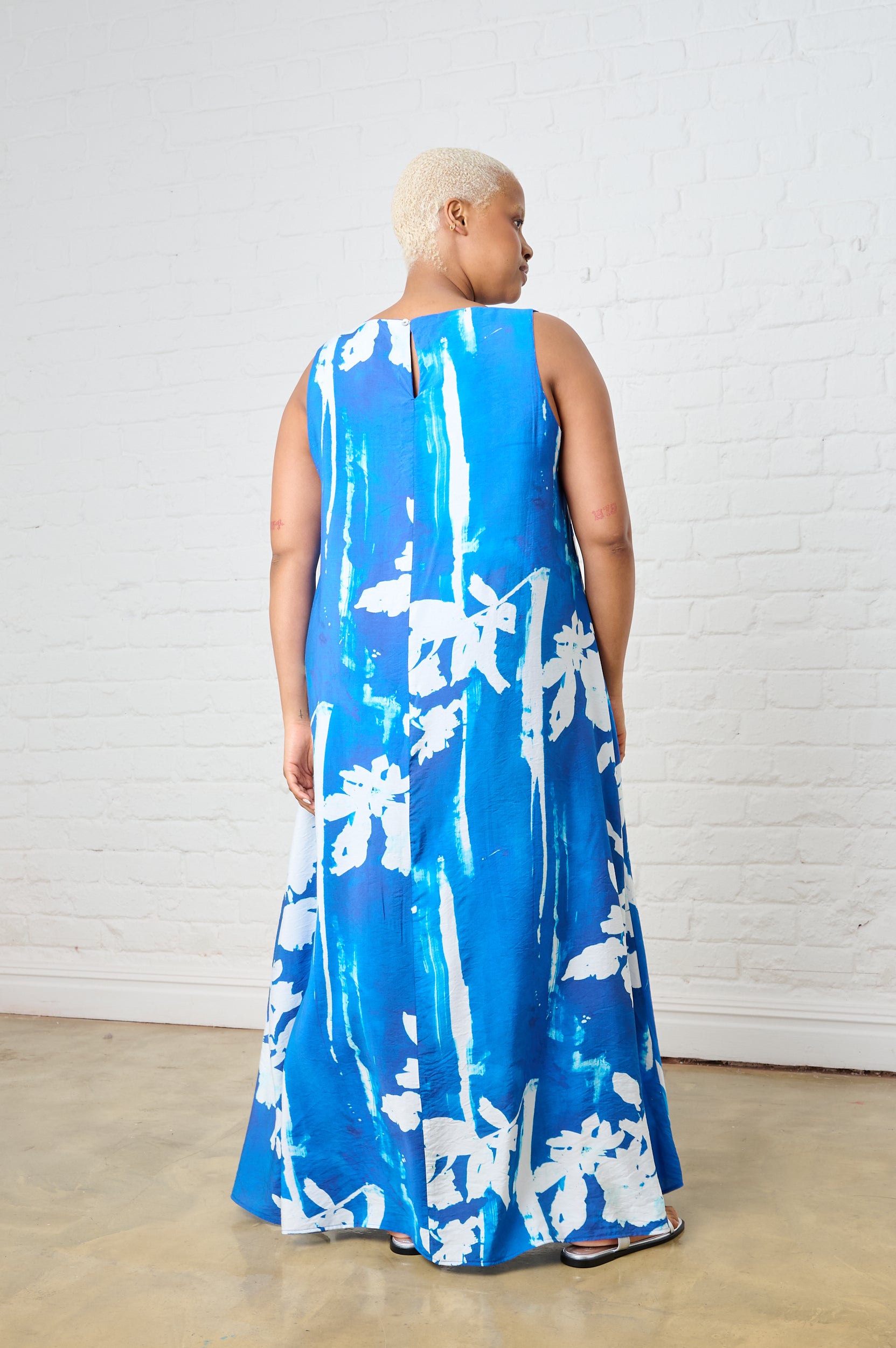 Holiday Maxi Dress with Floral Stencil Print