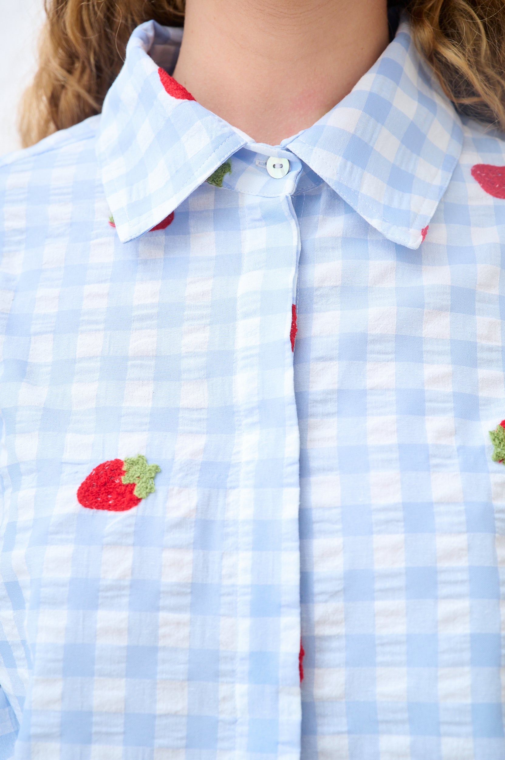 Balloon Sleeve Shirt in Strawberry Gingham