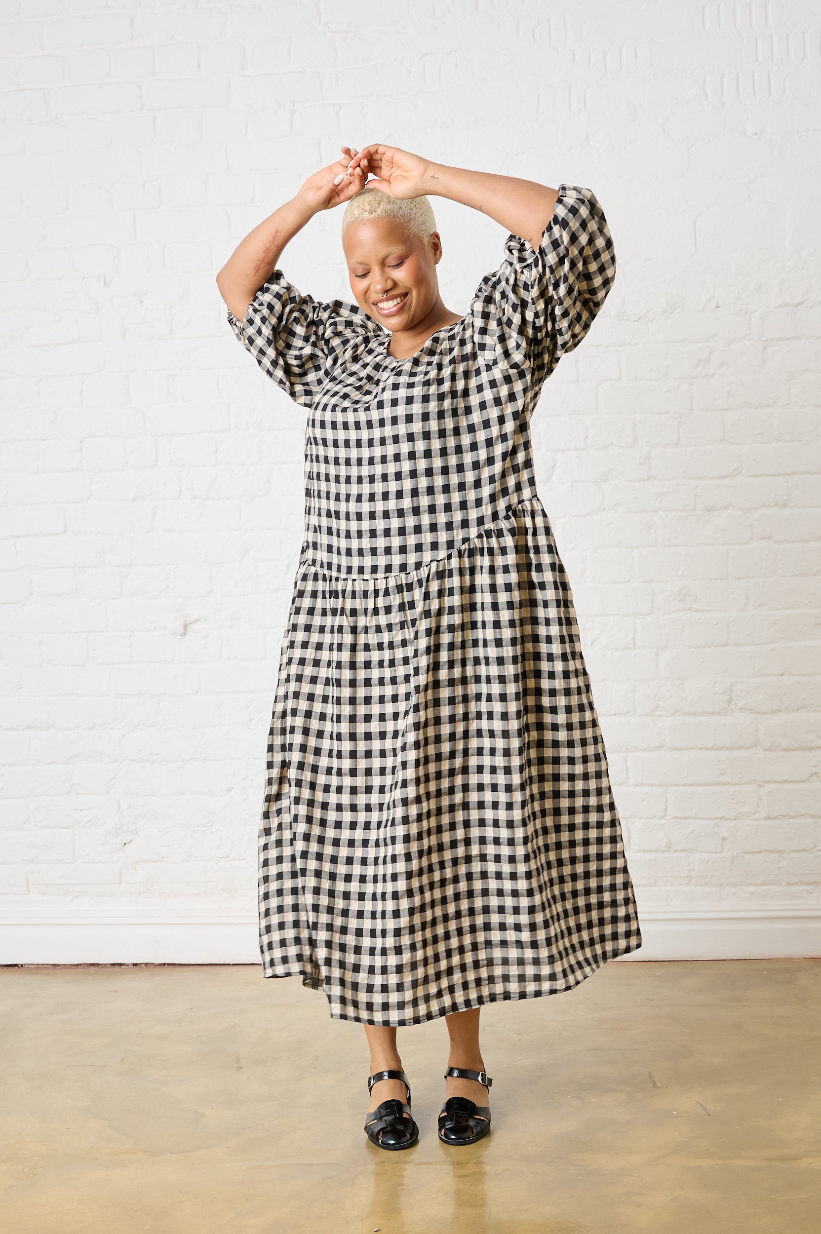 Black Gingham Bow Dress