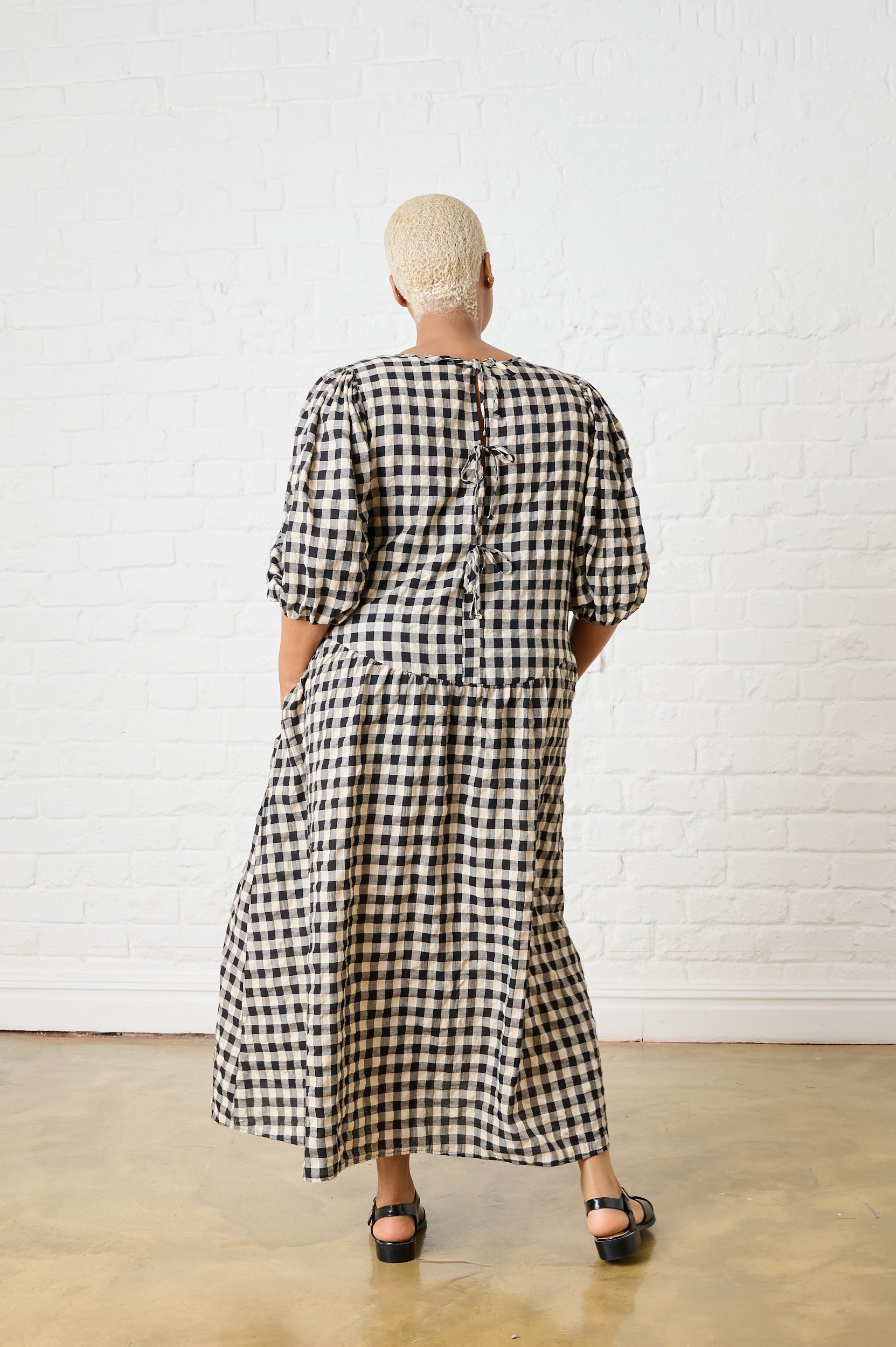 Black Gingham Bow Dress