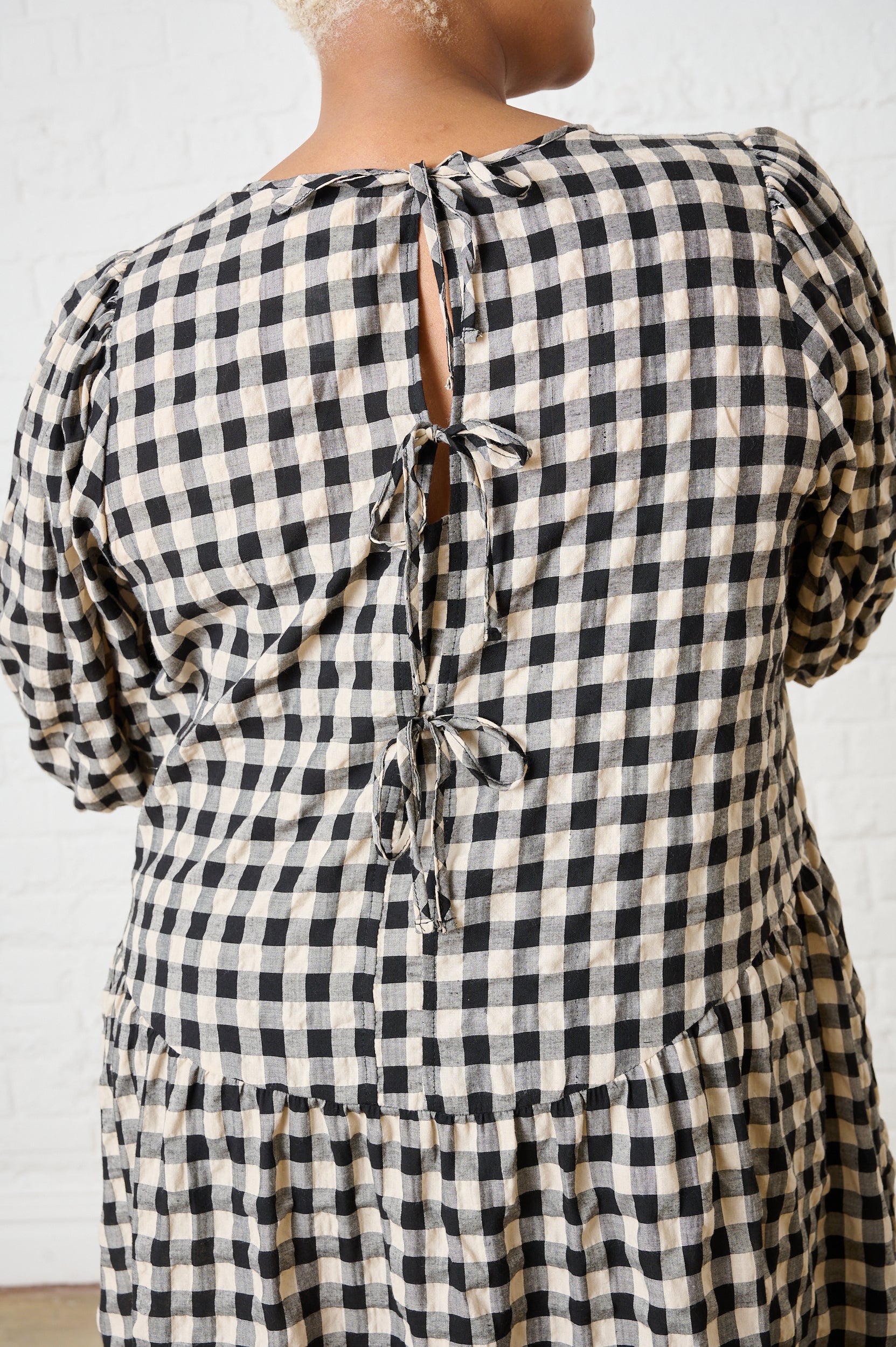 Black Gingham Bow Dress