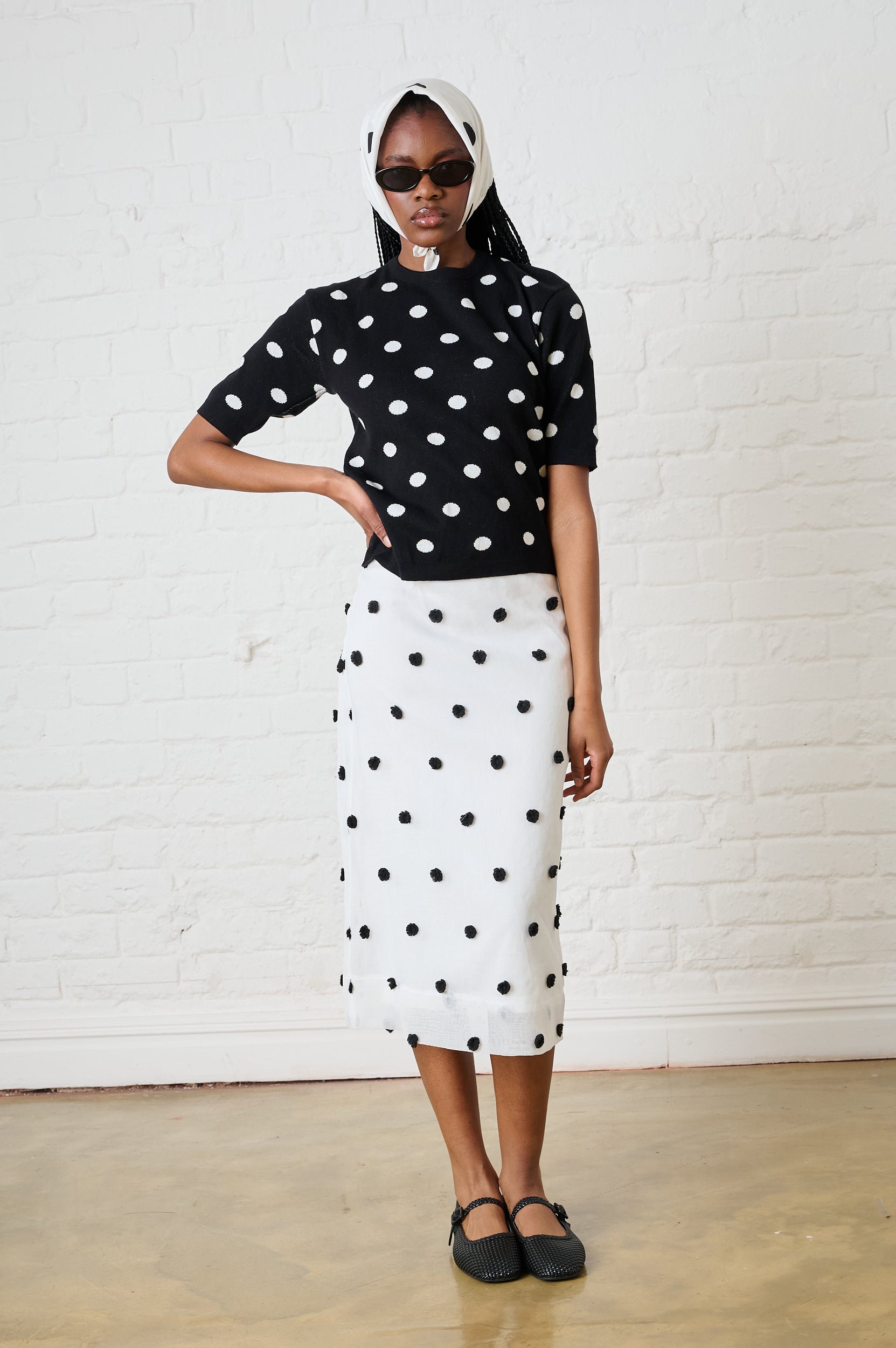 Cotton Knitwear Top in Spot