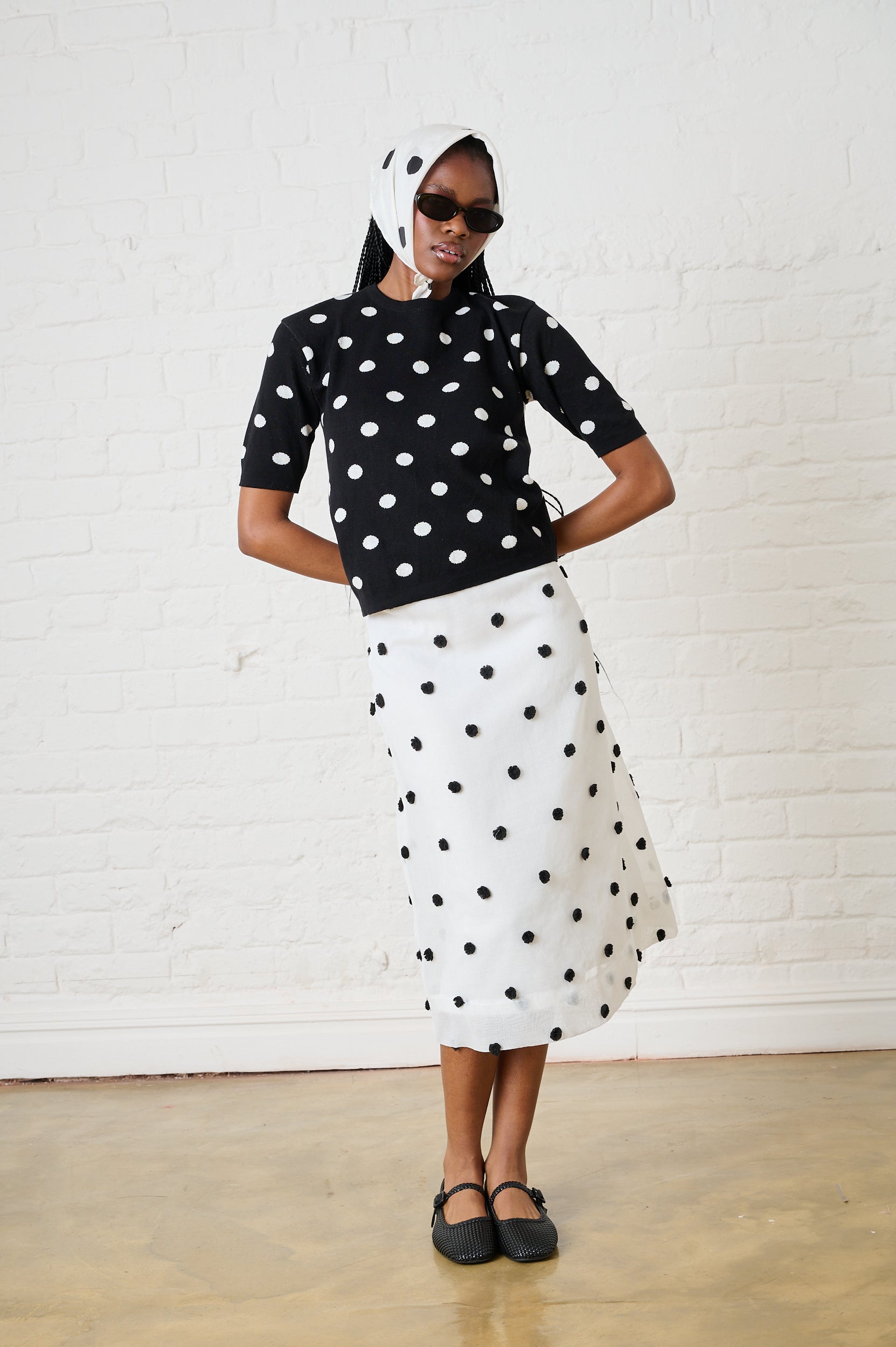 Cotton Knitwear Top in Spot