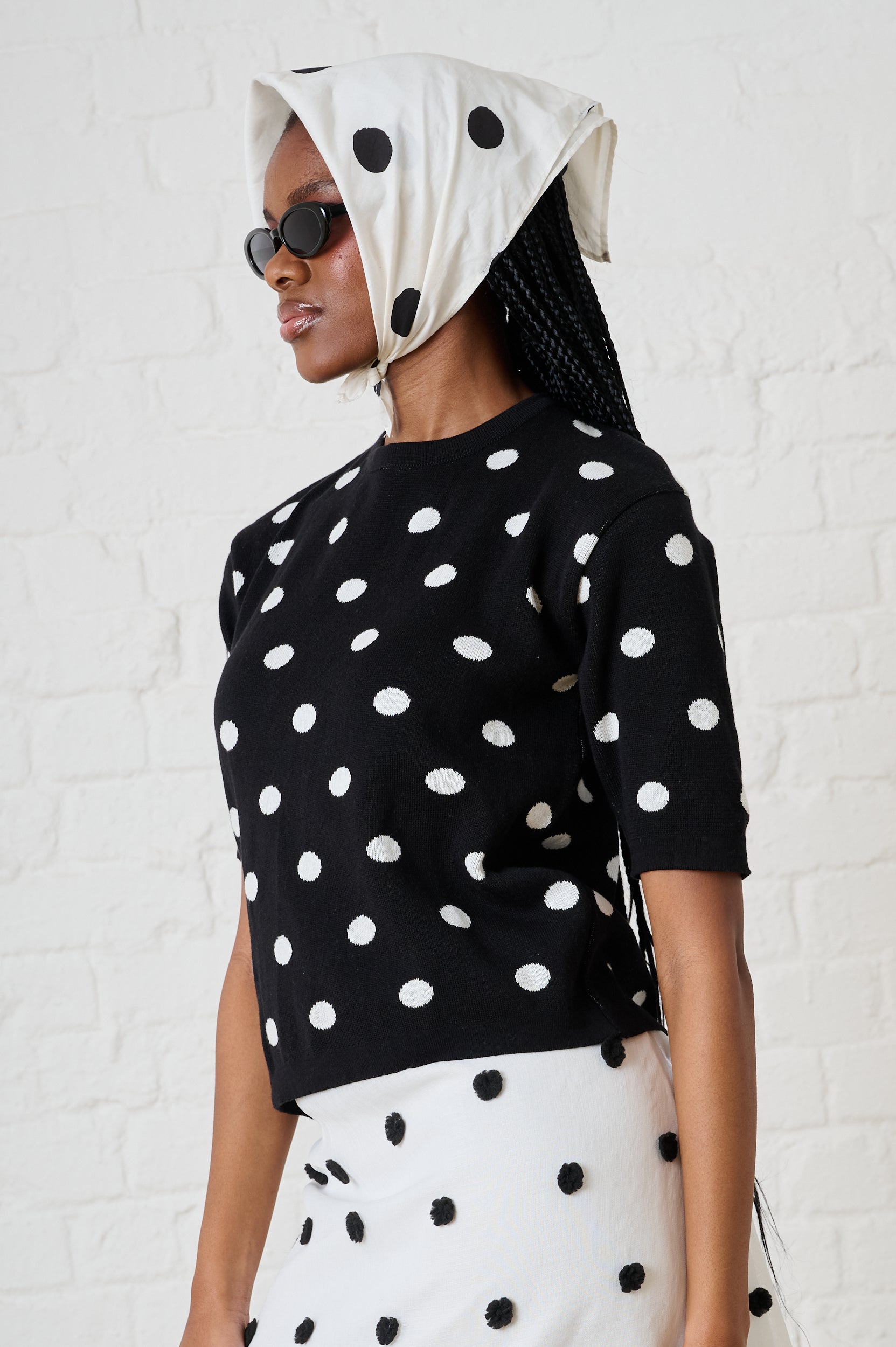 Cotton Knitwear Top in Spot