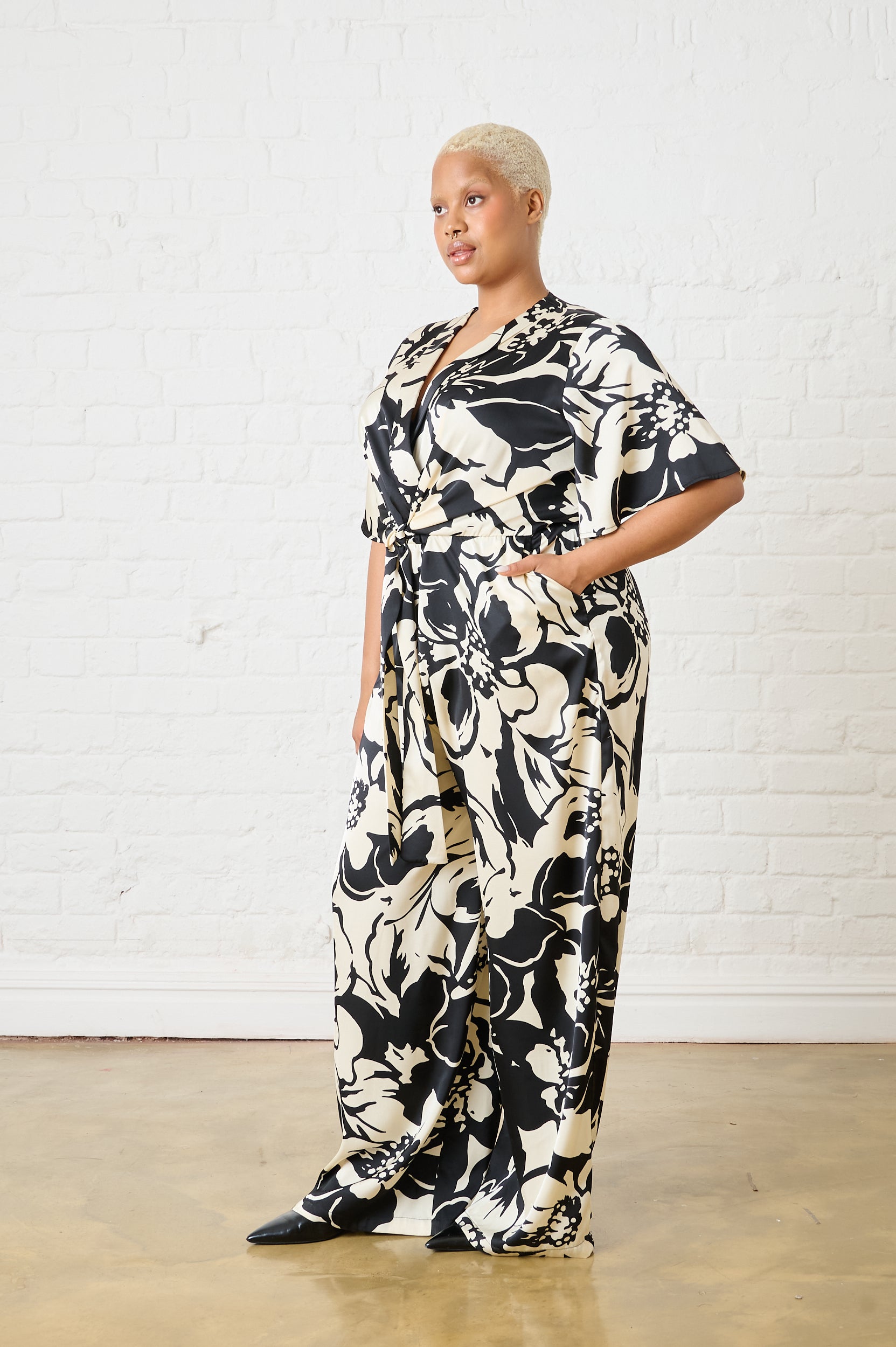 Monochrome Bloom Jumpsuit
