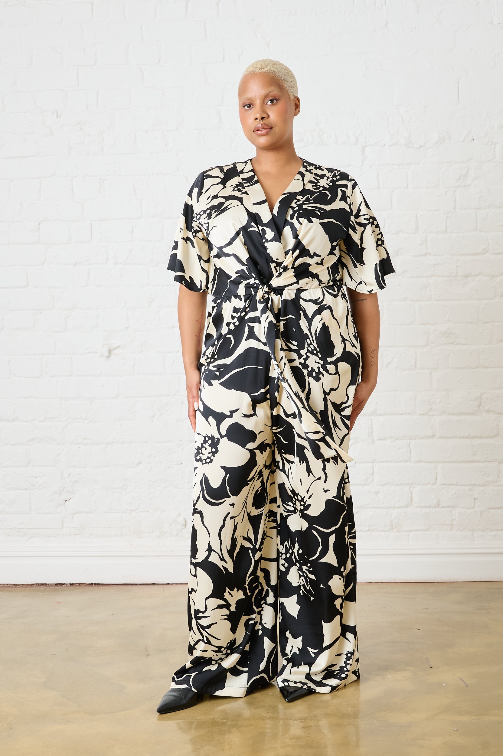 Monochrome Bloom Jumpsuit
