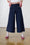 Stretch Wide Leg Cropped Pants in Navy