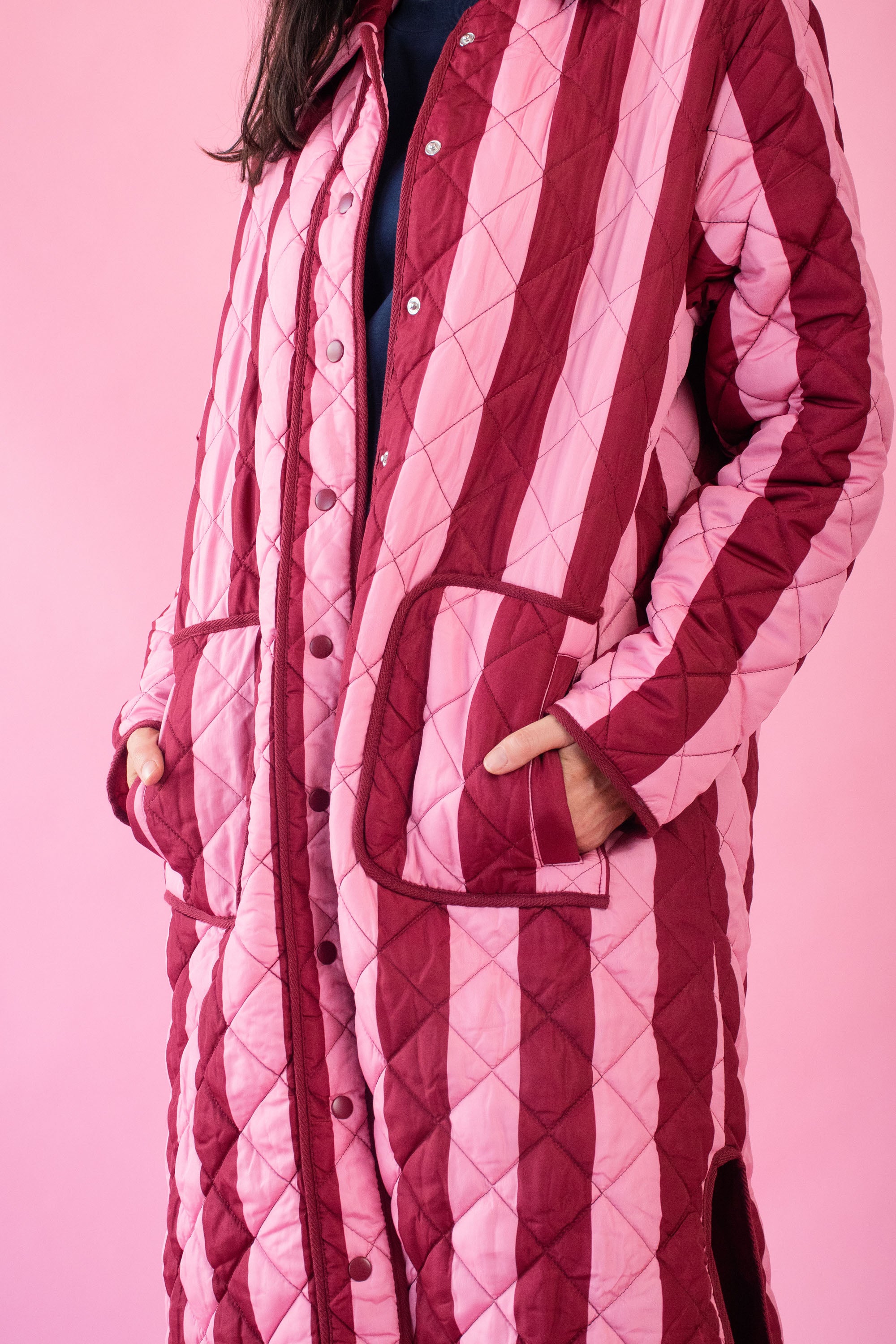 The Maxi Puffer in Burgundy Stripe