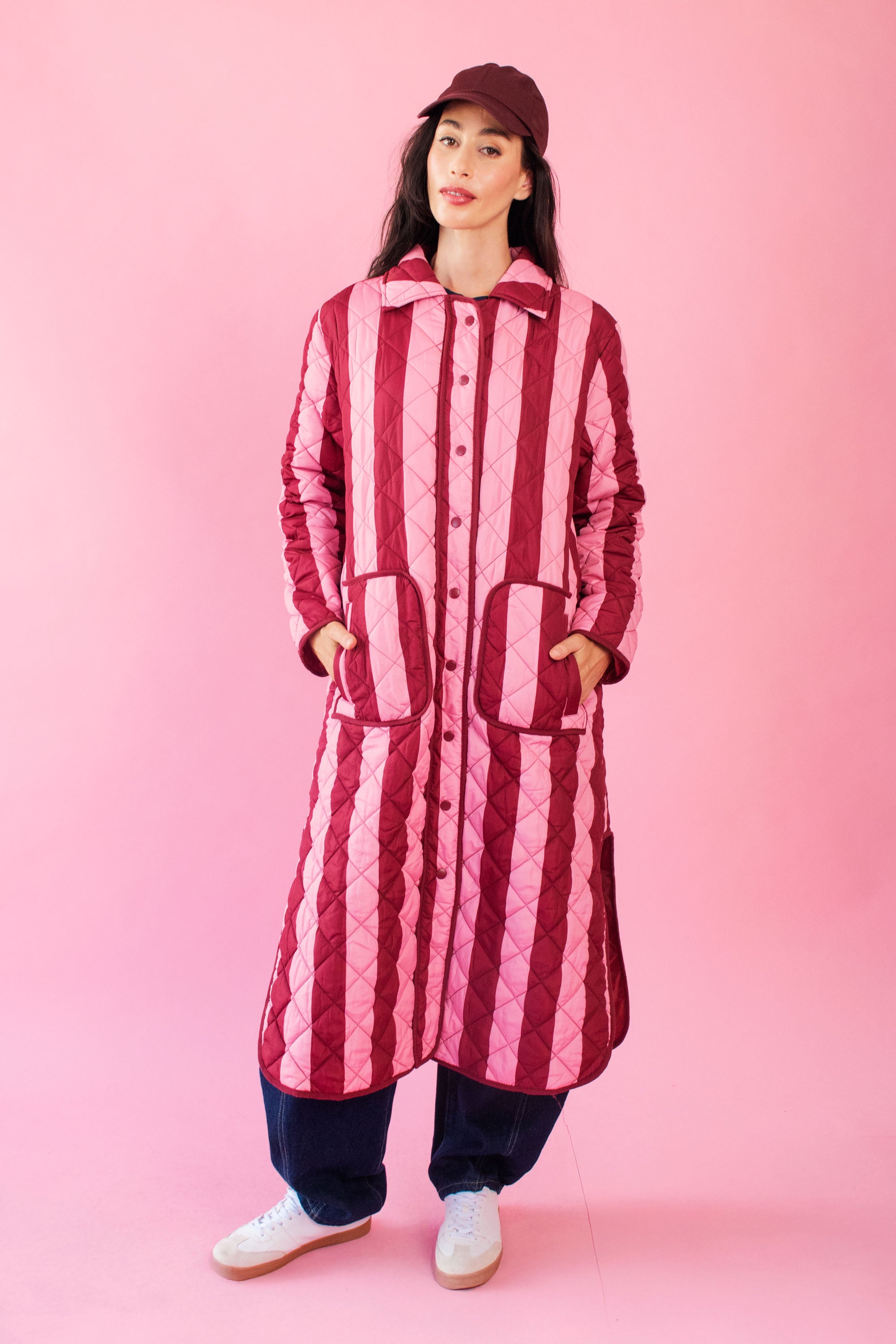 The Maxi Puffer in Burgundy Stripe