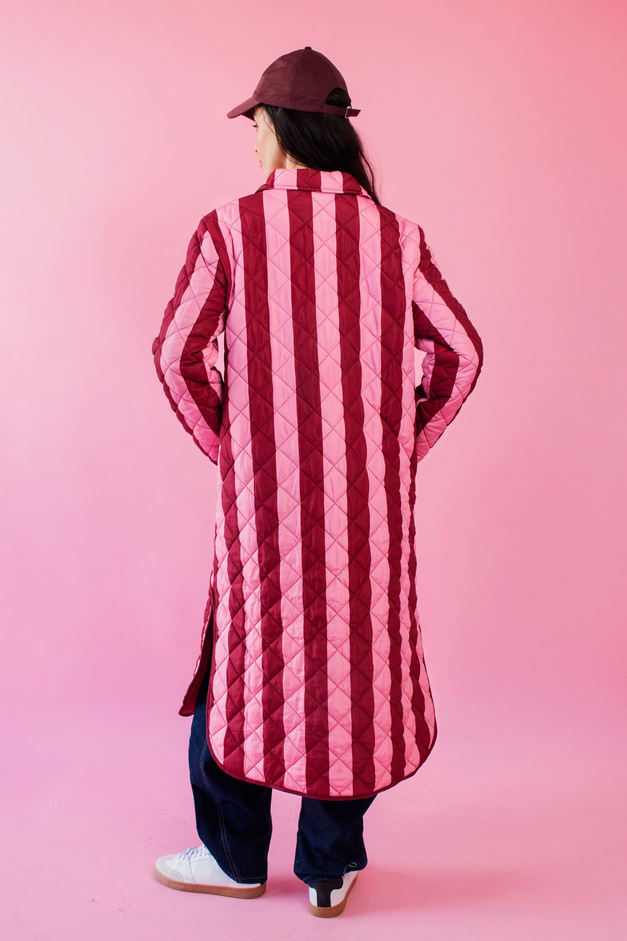 The Maxi Puffer in Burgundy Stripe