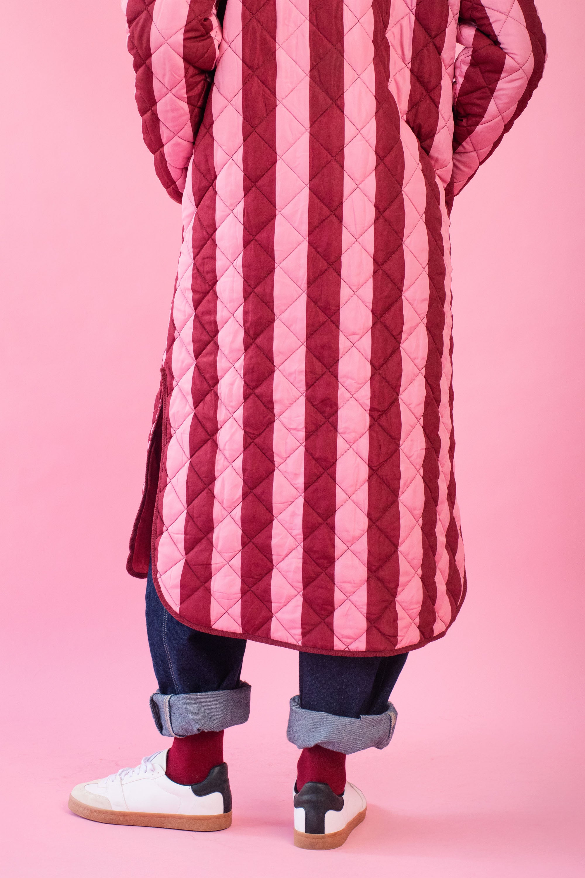The Maxi Puffer in Burgundy Stripe