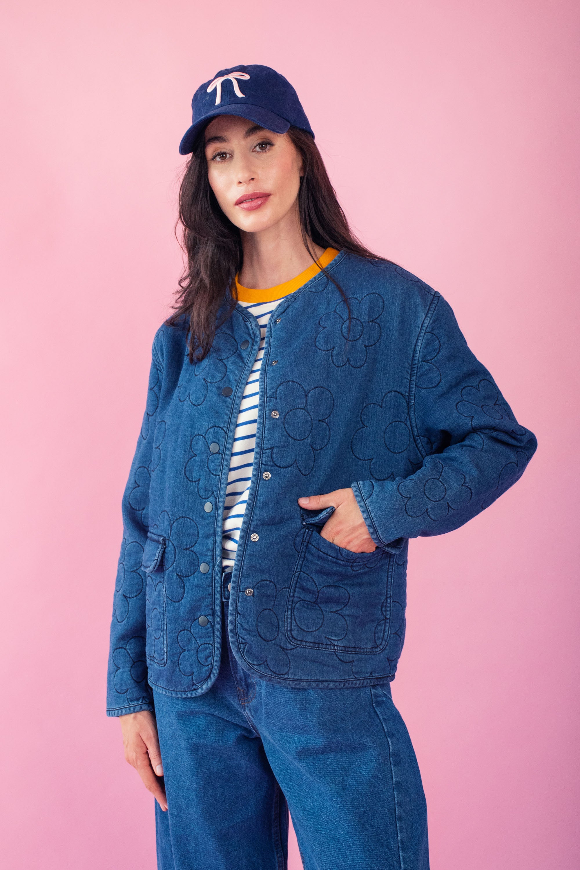Daisy Quilted Knit Collarless Puffer