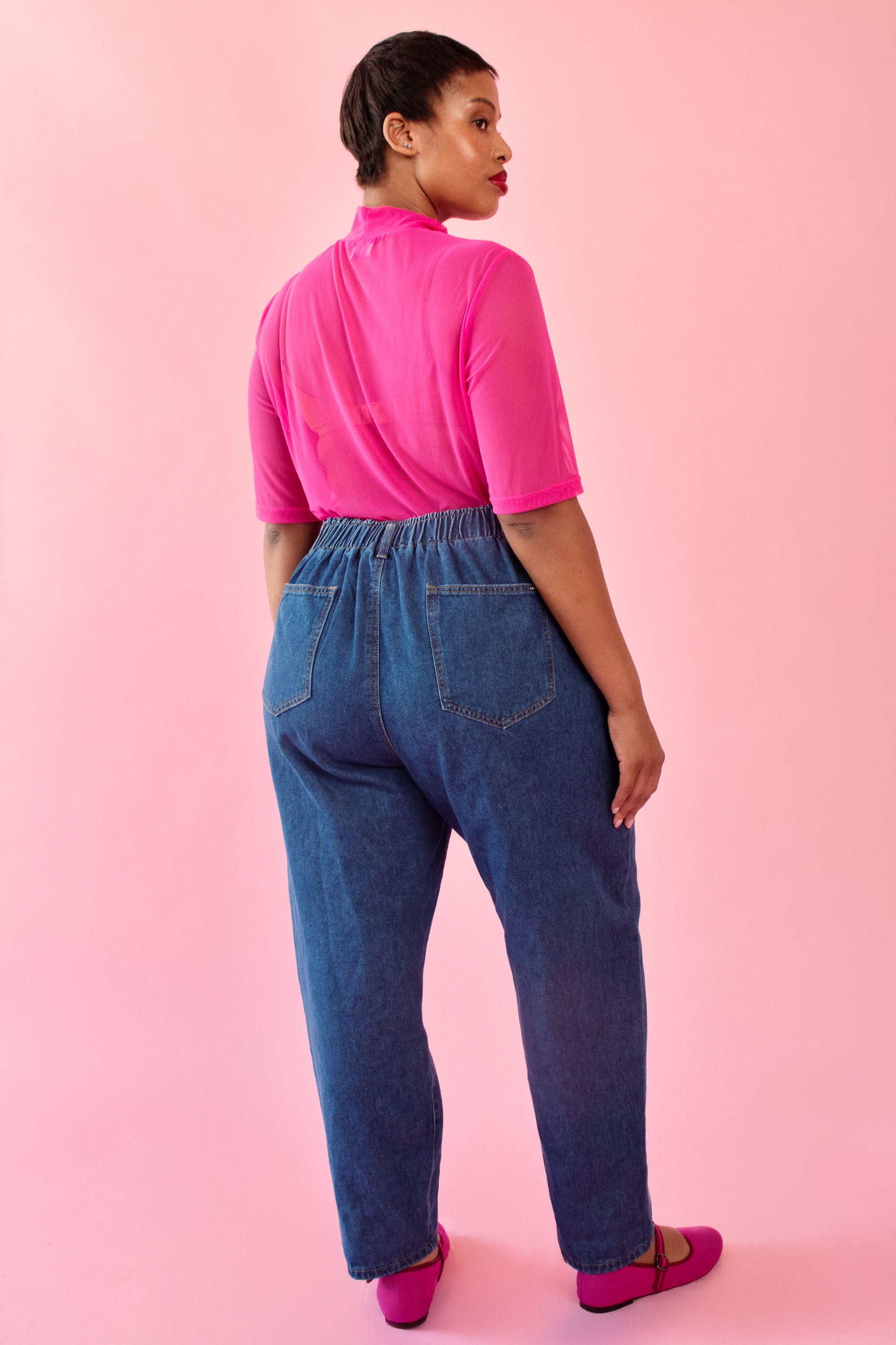 The Mom Jean in Medium Blue