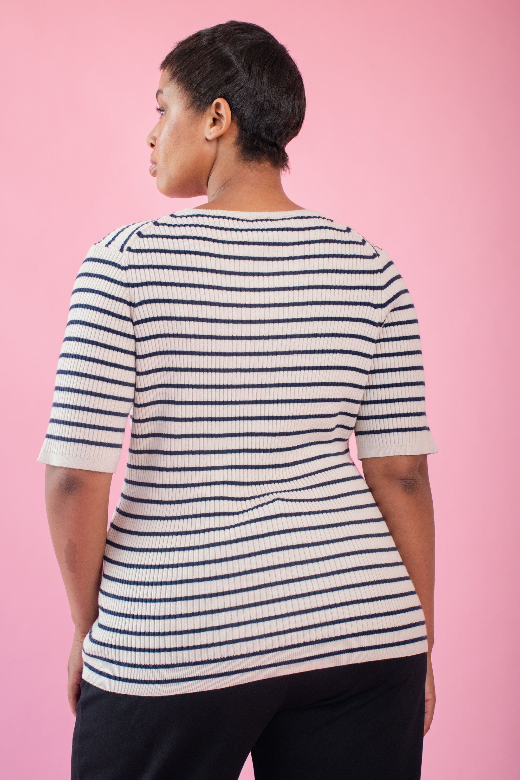 The Stripe Knitwear Basic in Black and Cream