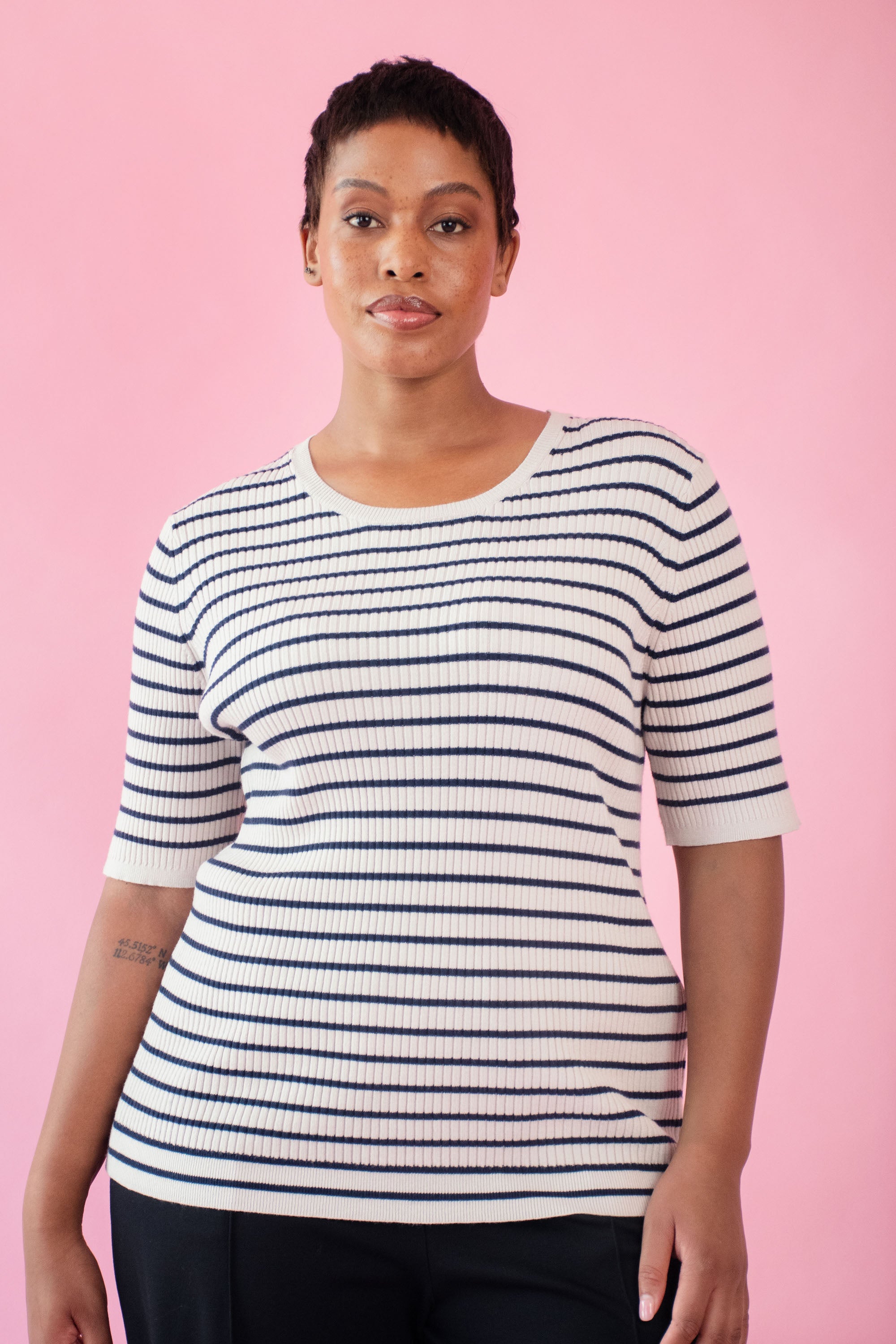 The Stripe Knitwear Basic in Black and Cream