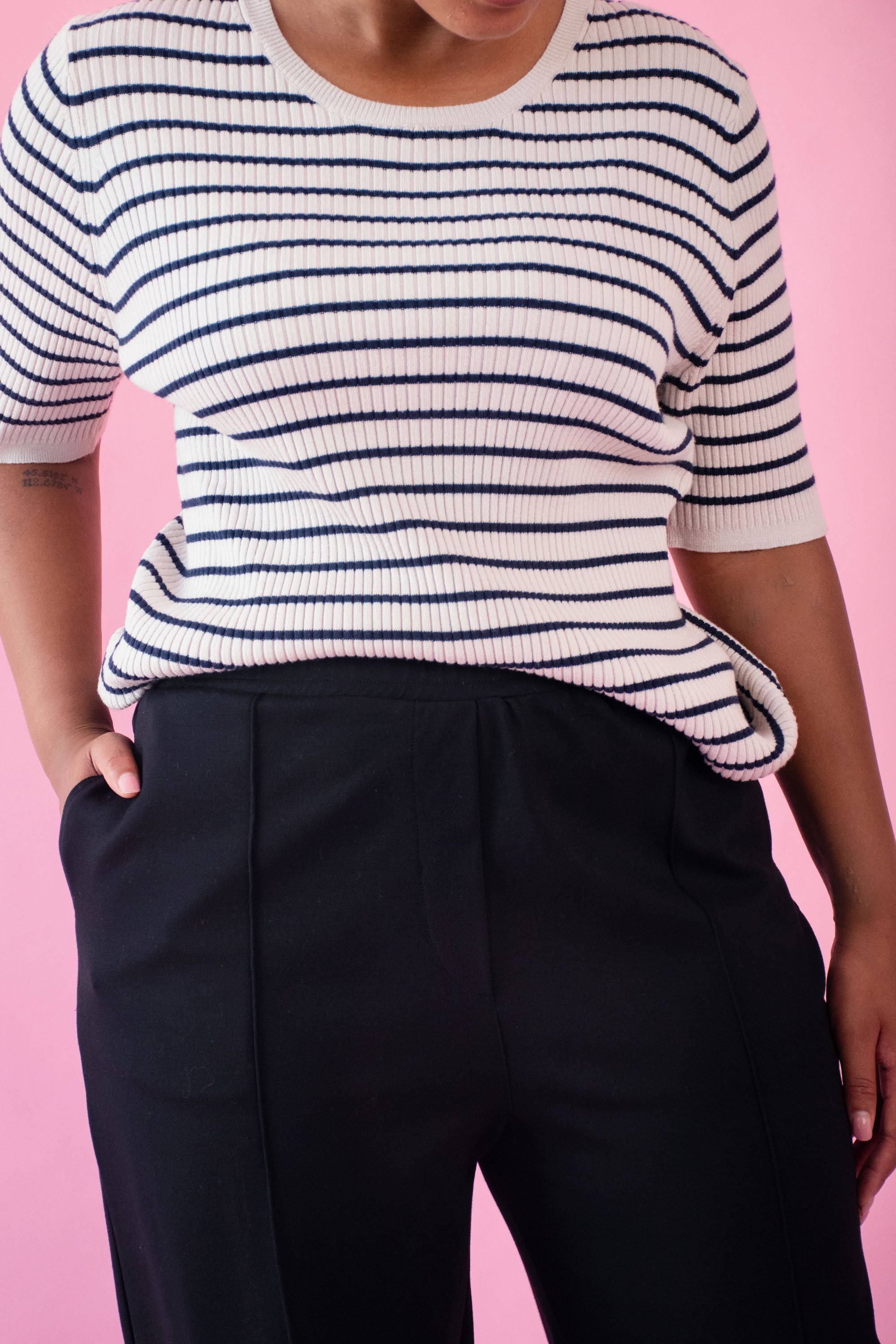 The Stripe Knitwear Basic in Black and Cream