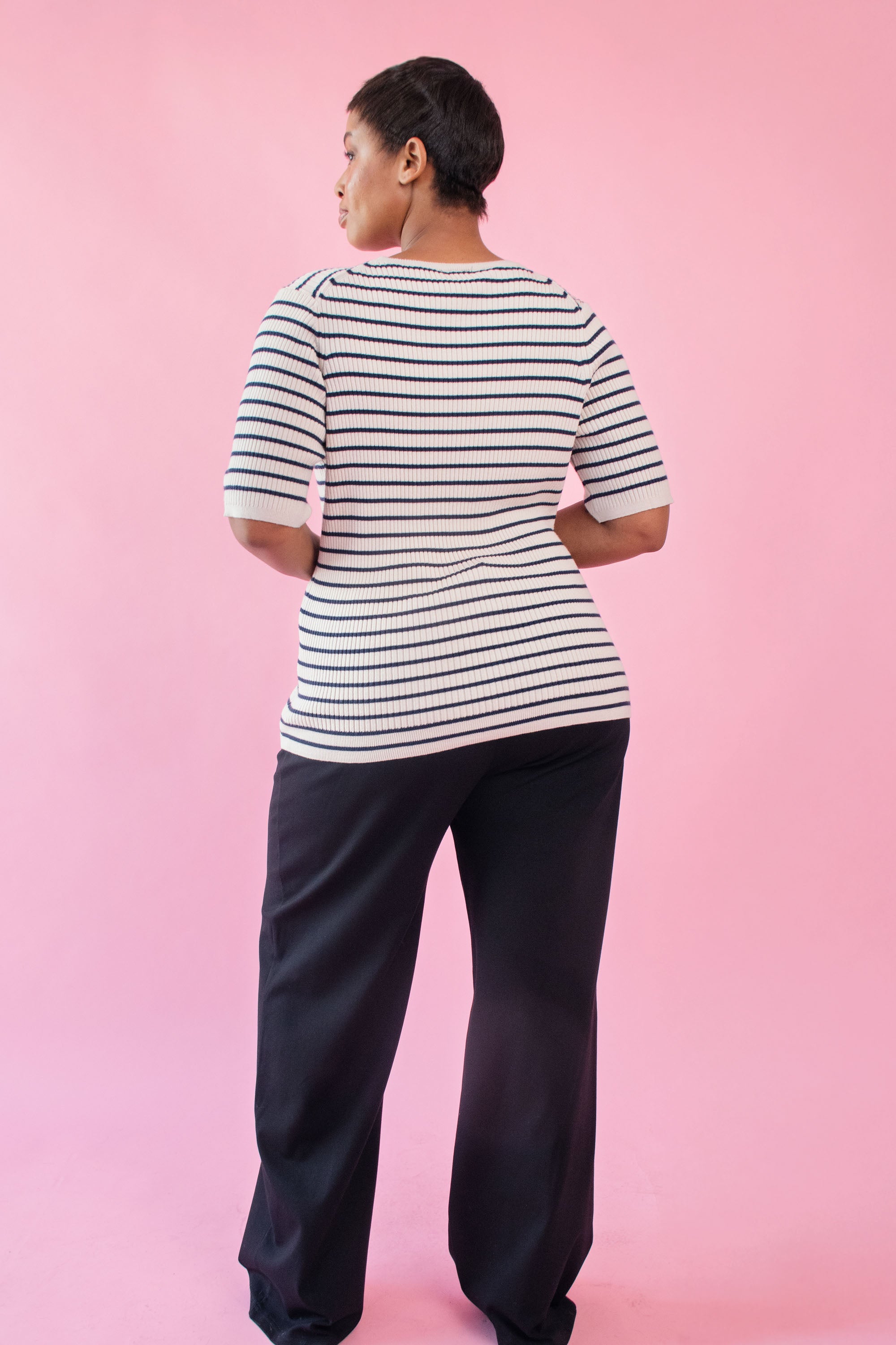 The Stripe Knitwear Basic in Black and Cream