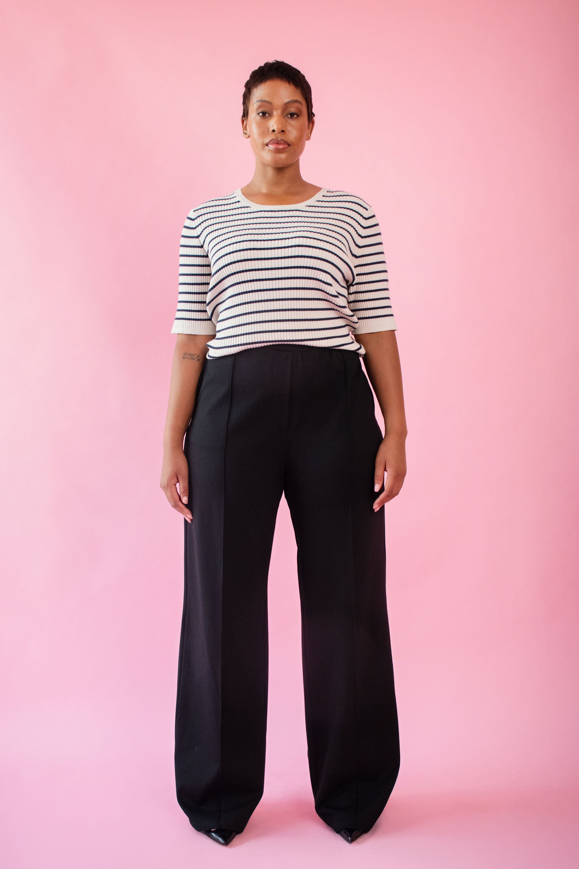The Stripe Knitwear Basic in Black and Cream