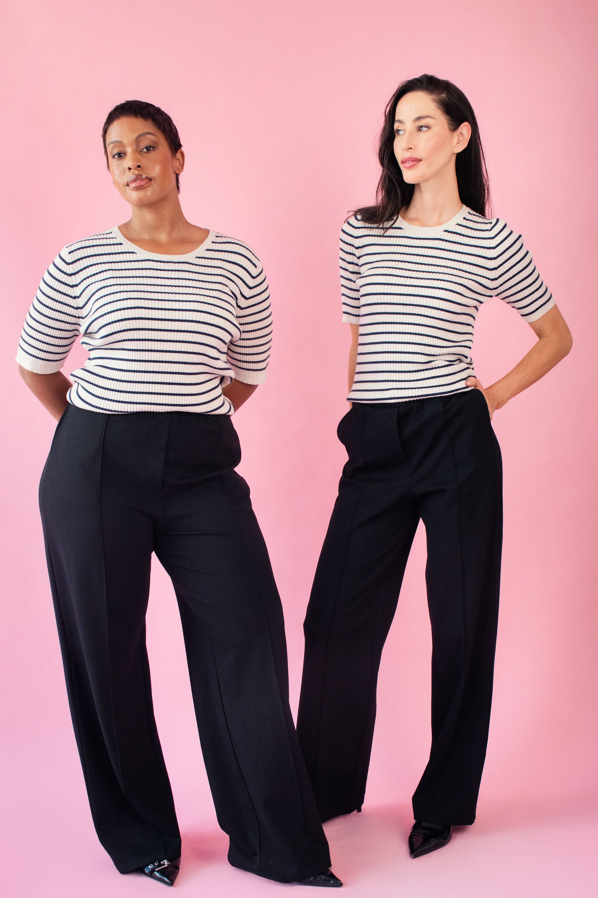 The Stripe Knitwear Basic in Black and Cream