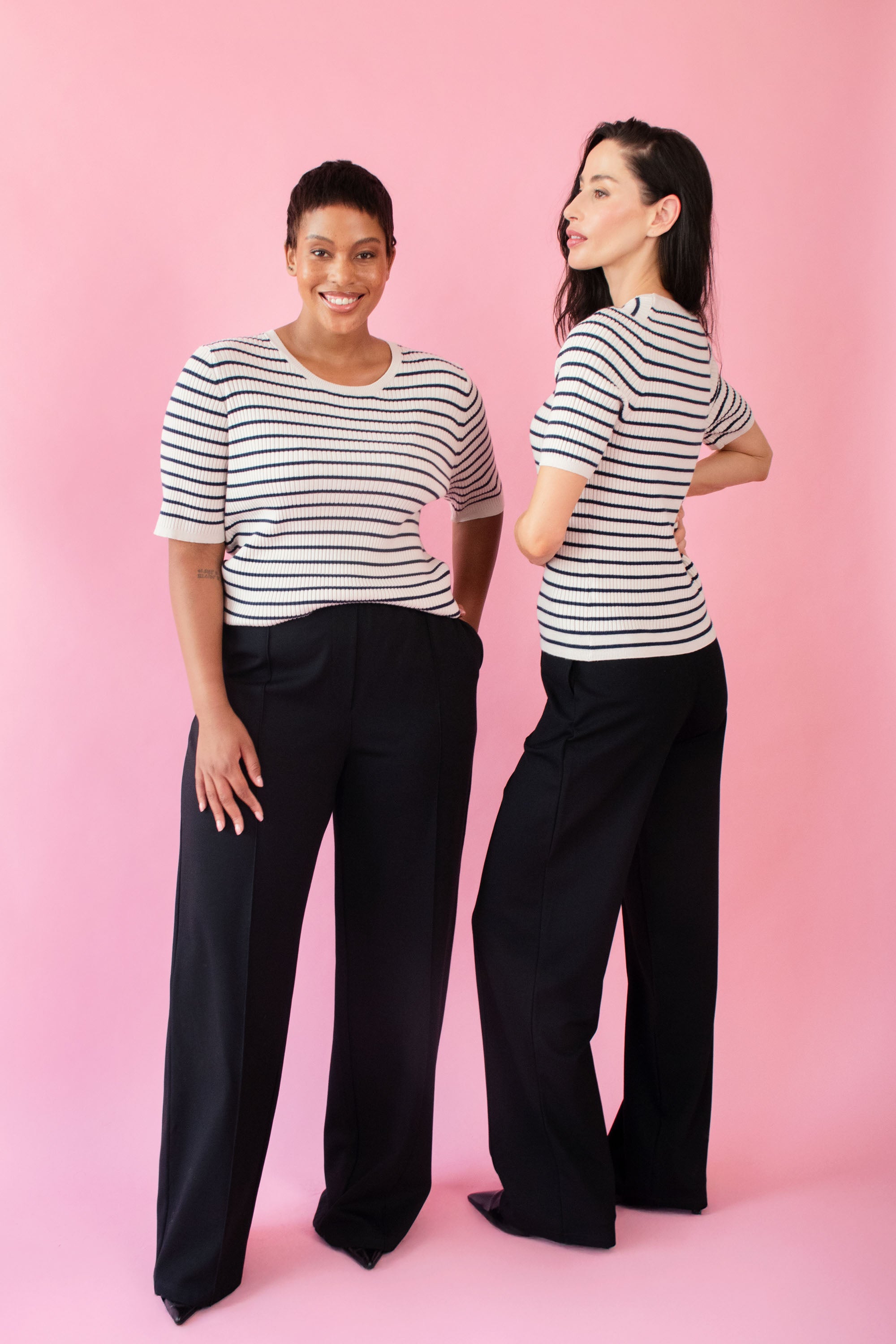 The Stripe Knitwear Basic in Black and Cream