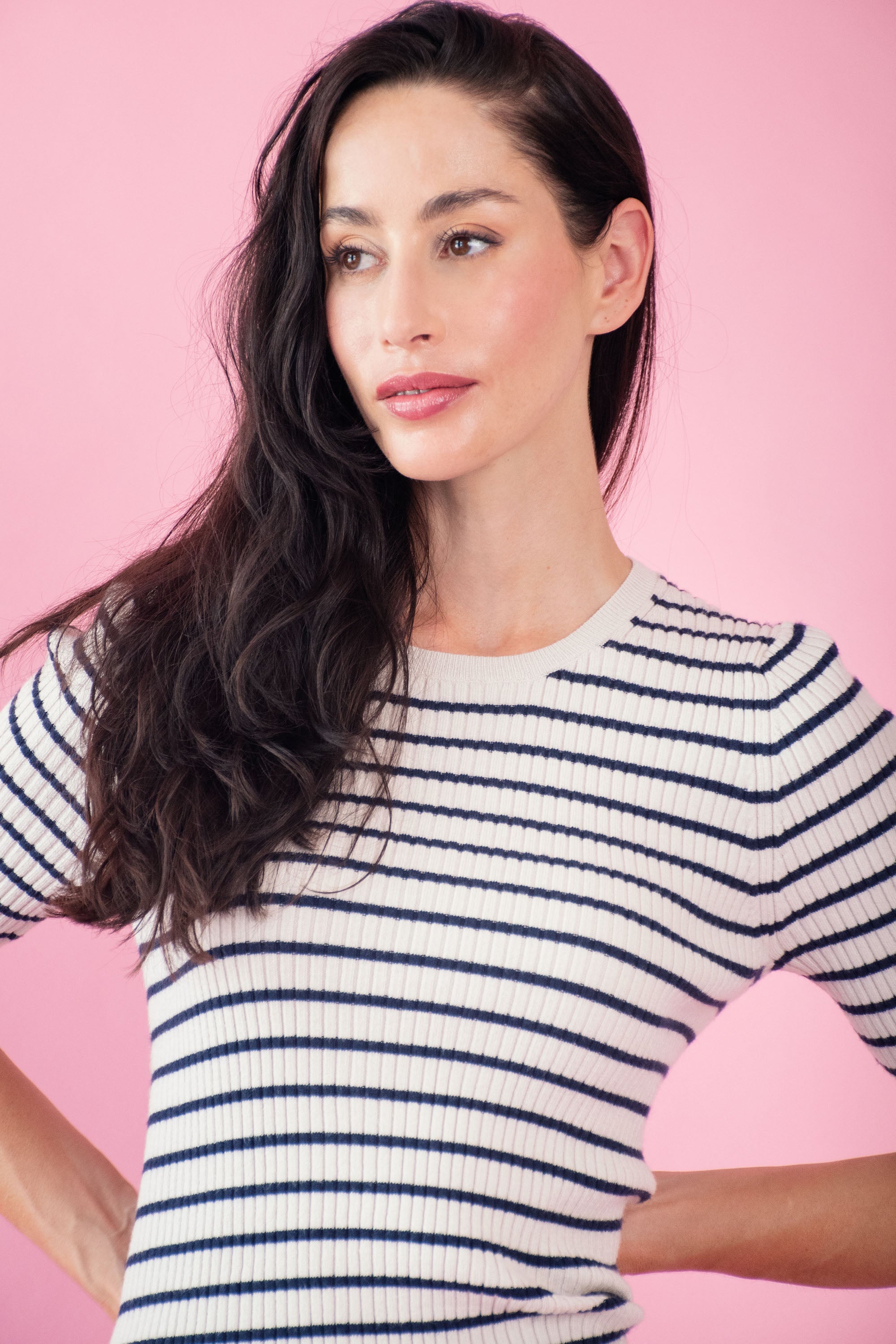 The Stripe Knitwear Basic in Black and Cream