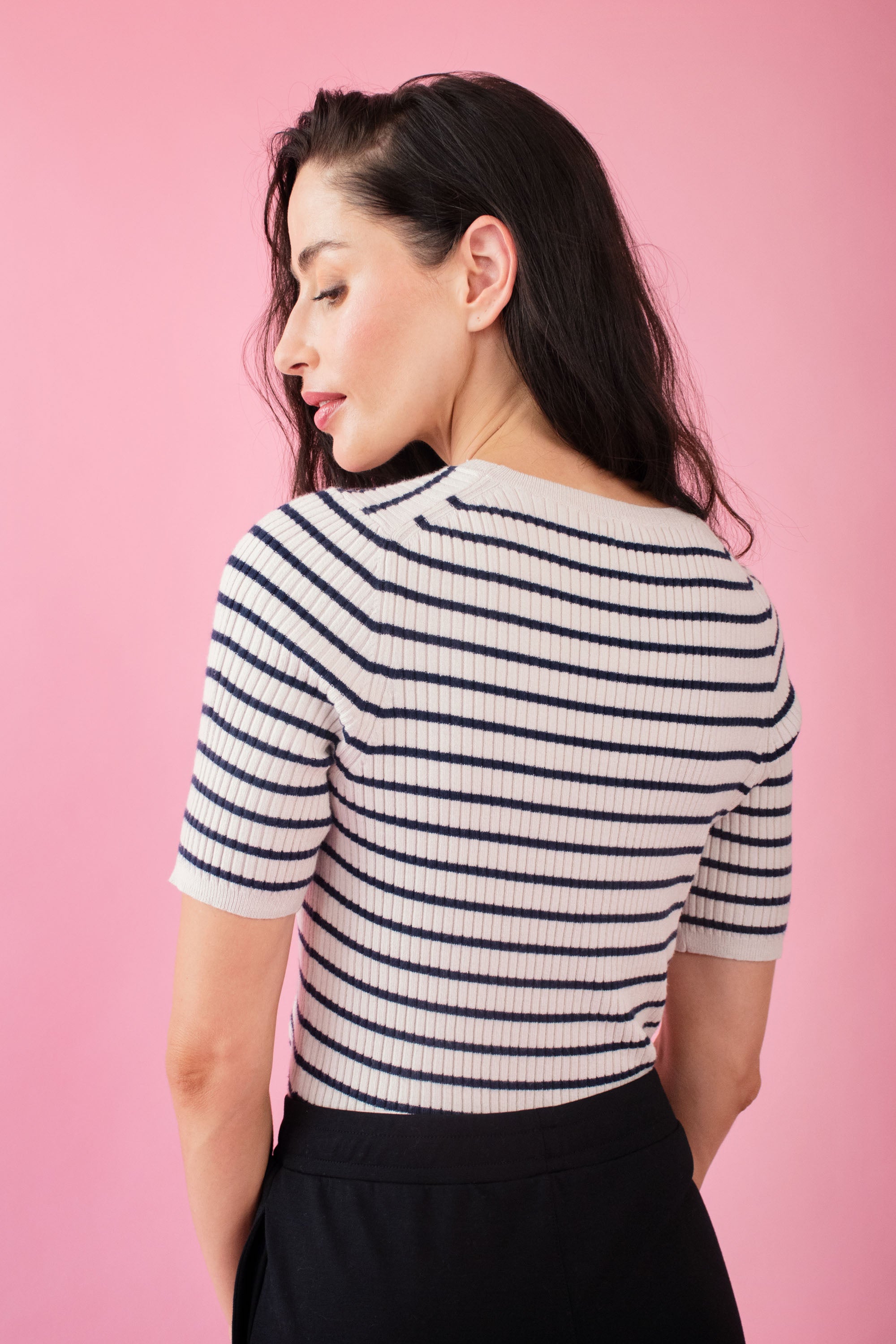 The Stripe Knitwear Basic in Black and Cream