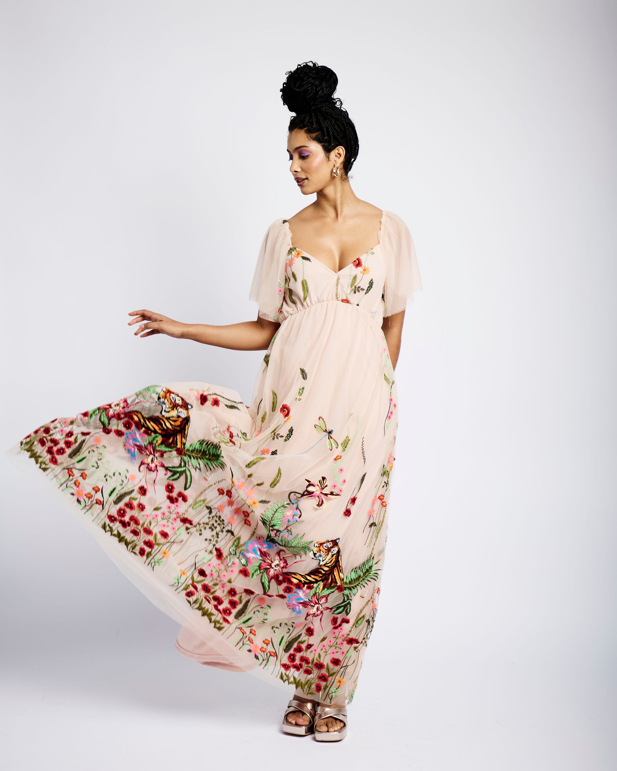 Tulle Lined Dress in Tiger Tulle