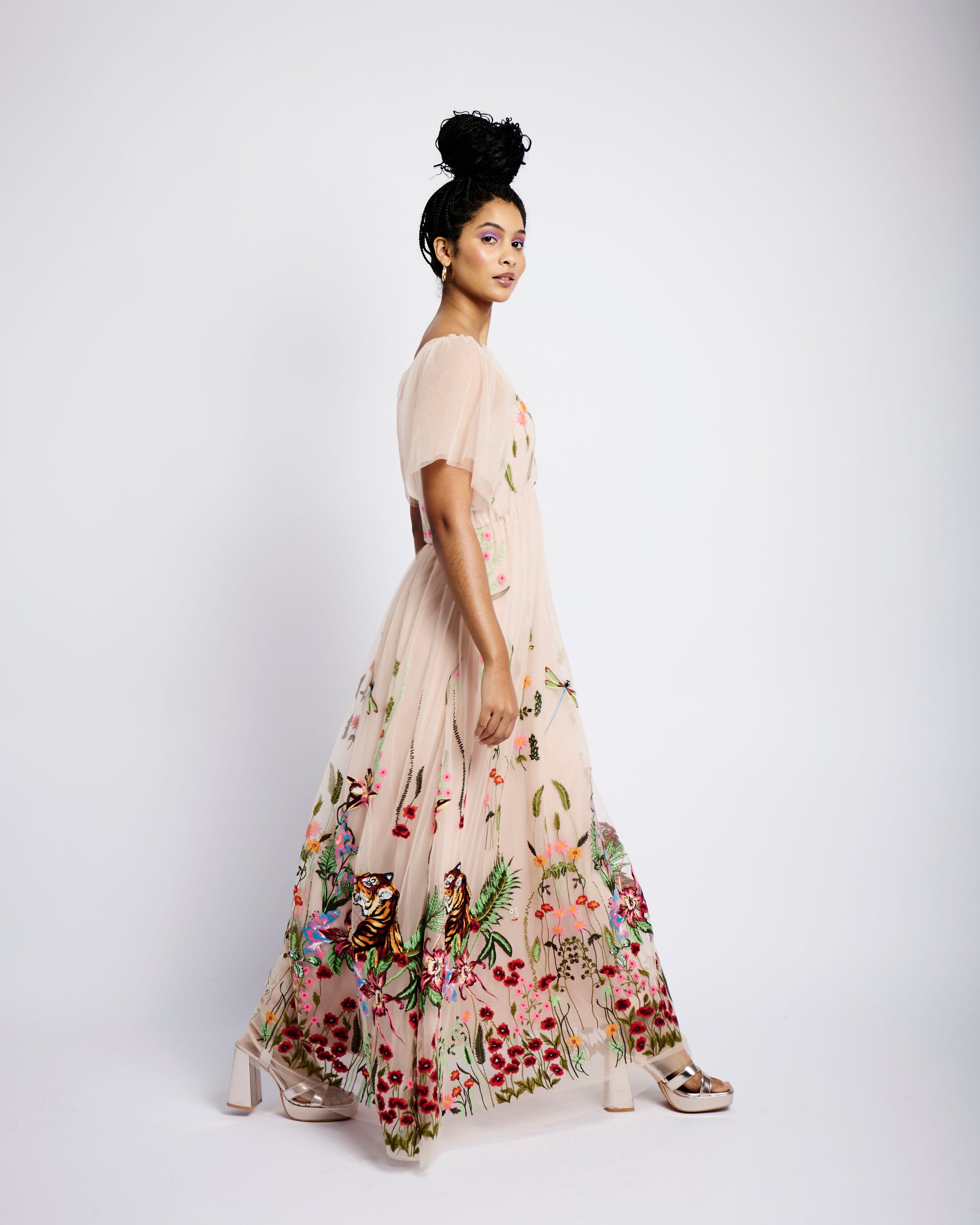Tulle Lined Dress in Tiger Tulle
