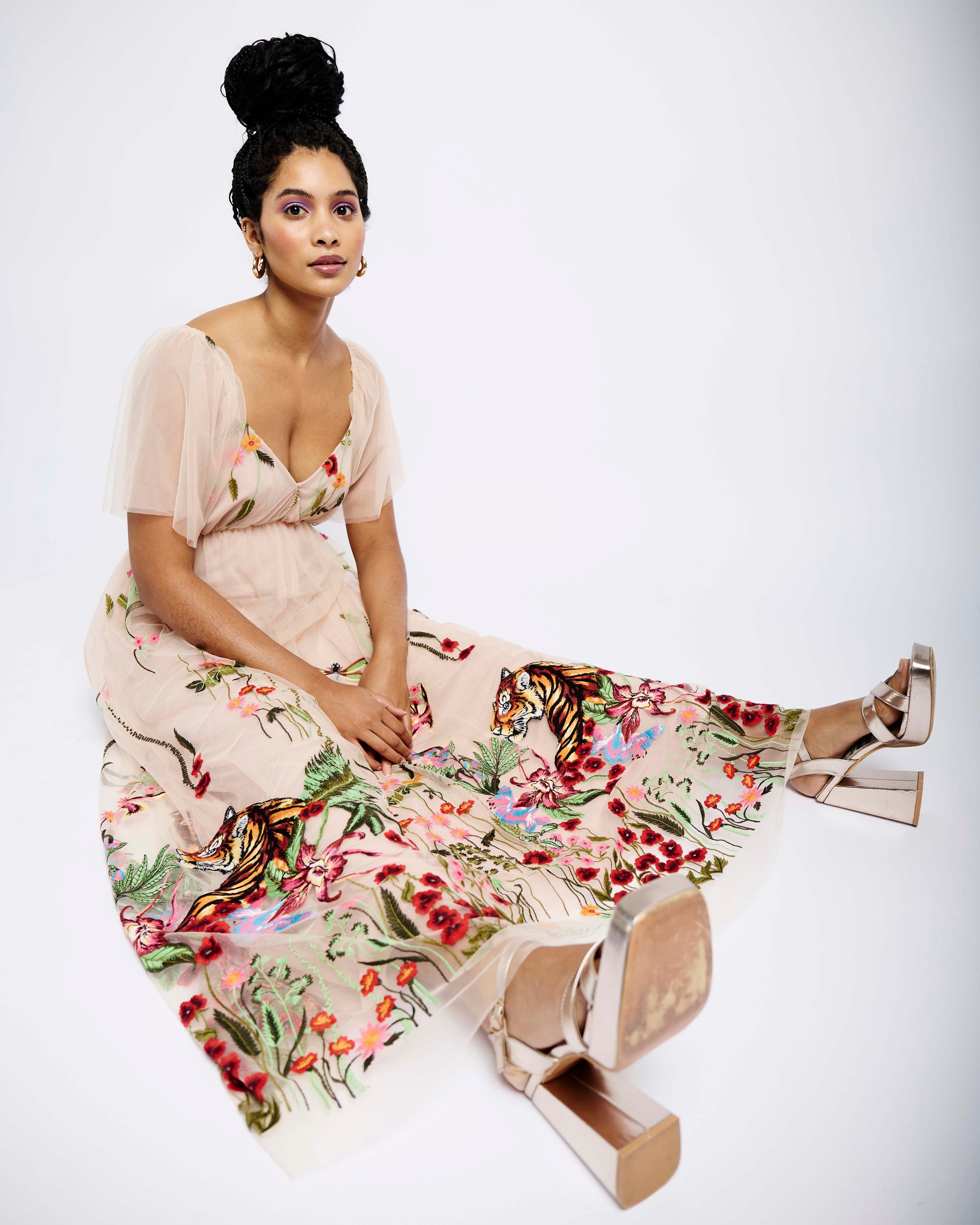 Tulle Lined Dress in Tiger Tulle