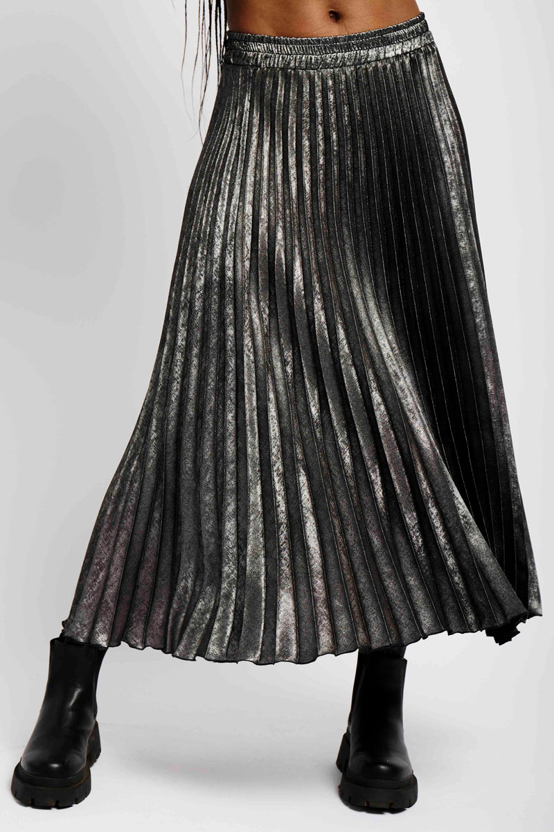 Bardot silver pleated skirt hotsell