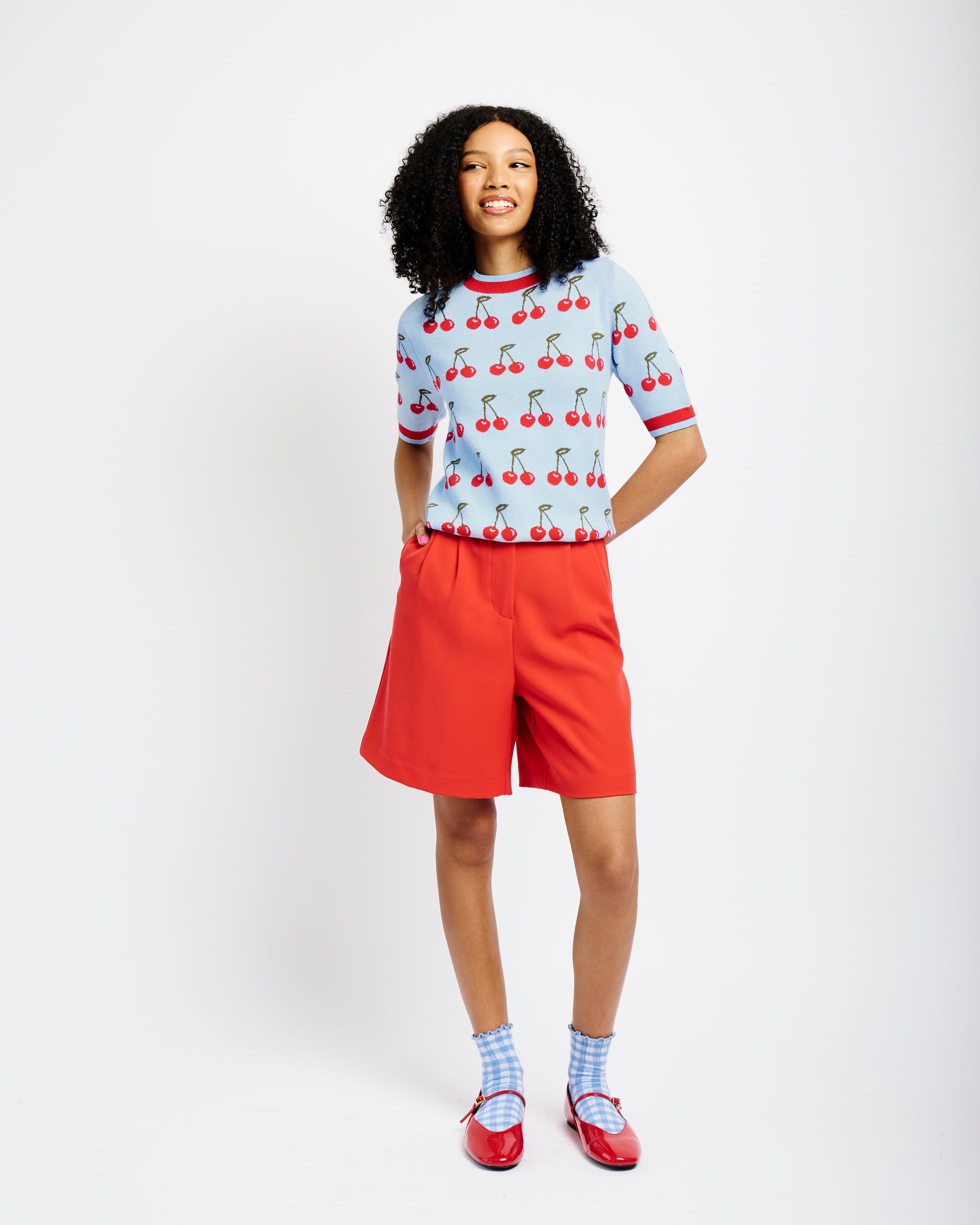 Tailored Pleat Front Short in Red