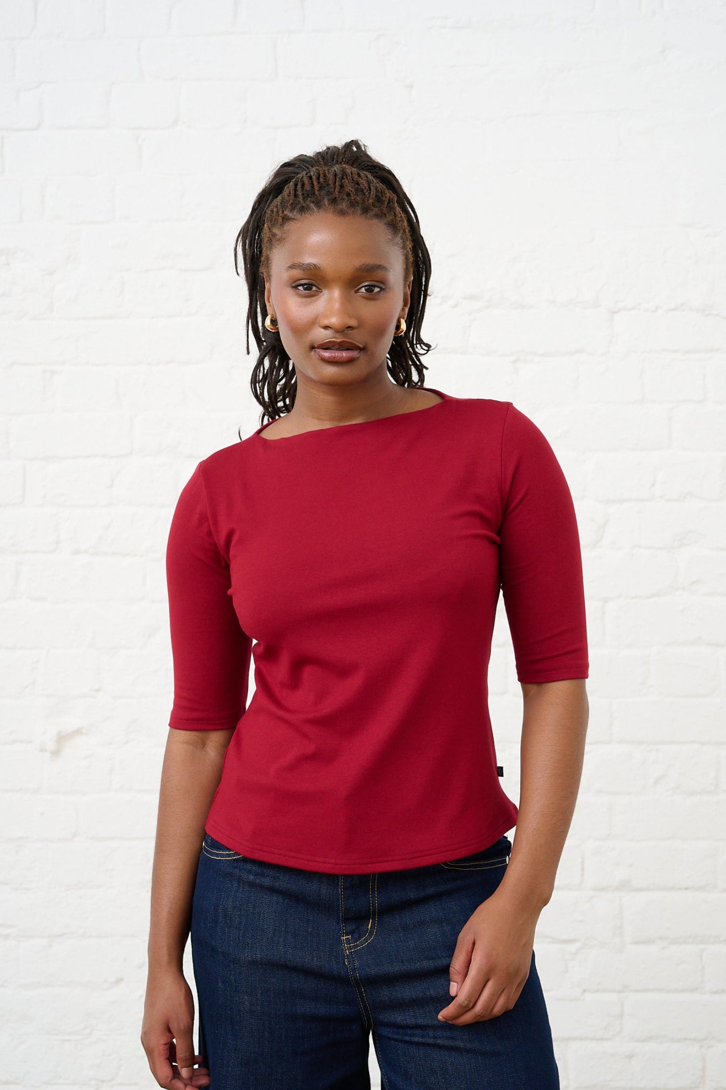 Boat Neck Essential Top in Merlot – Me&B