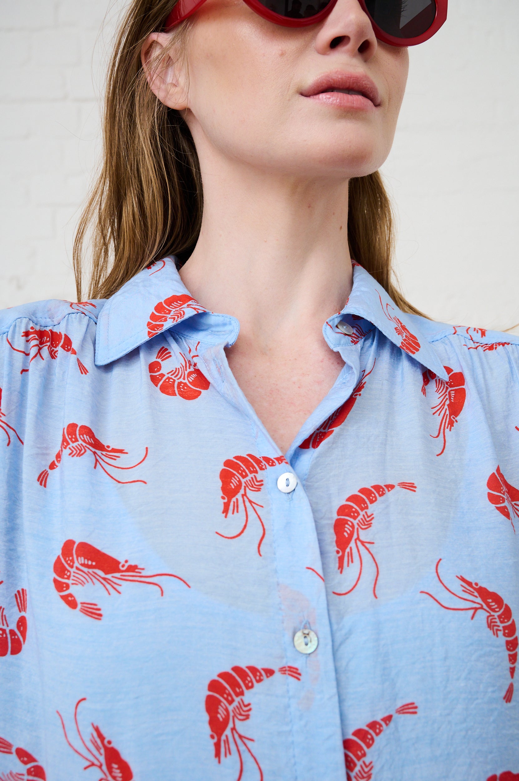 The Dropped Waist Shirtdress in Prawn Print