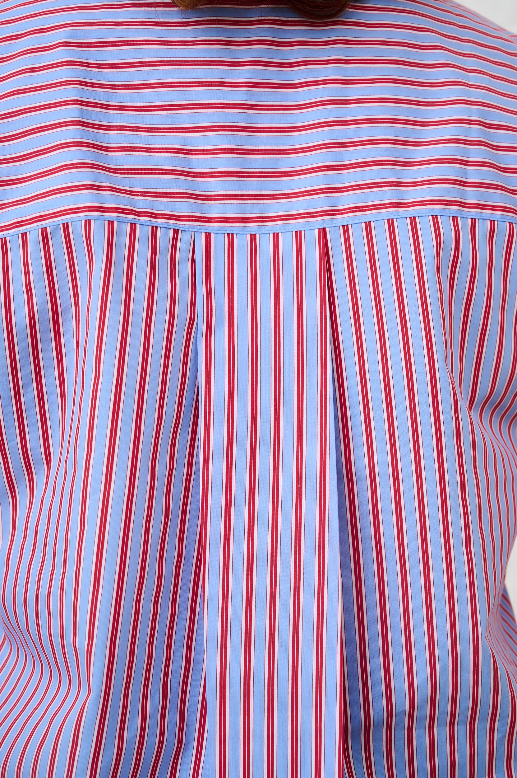 Cotton Boxy Shirt in Blue/Red Stripe