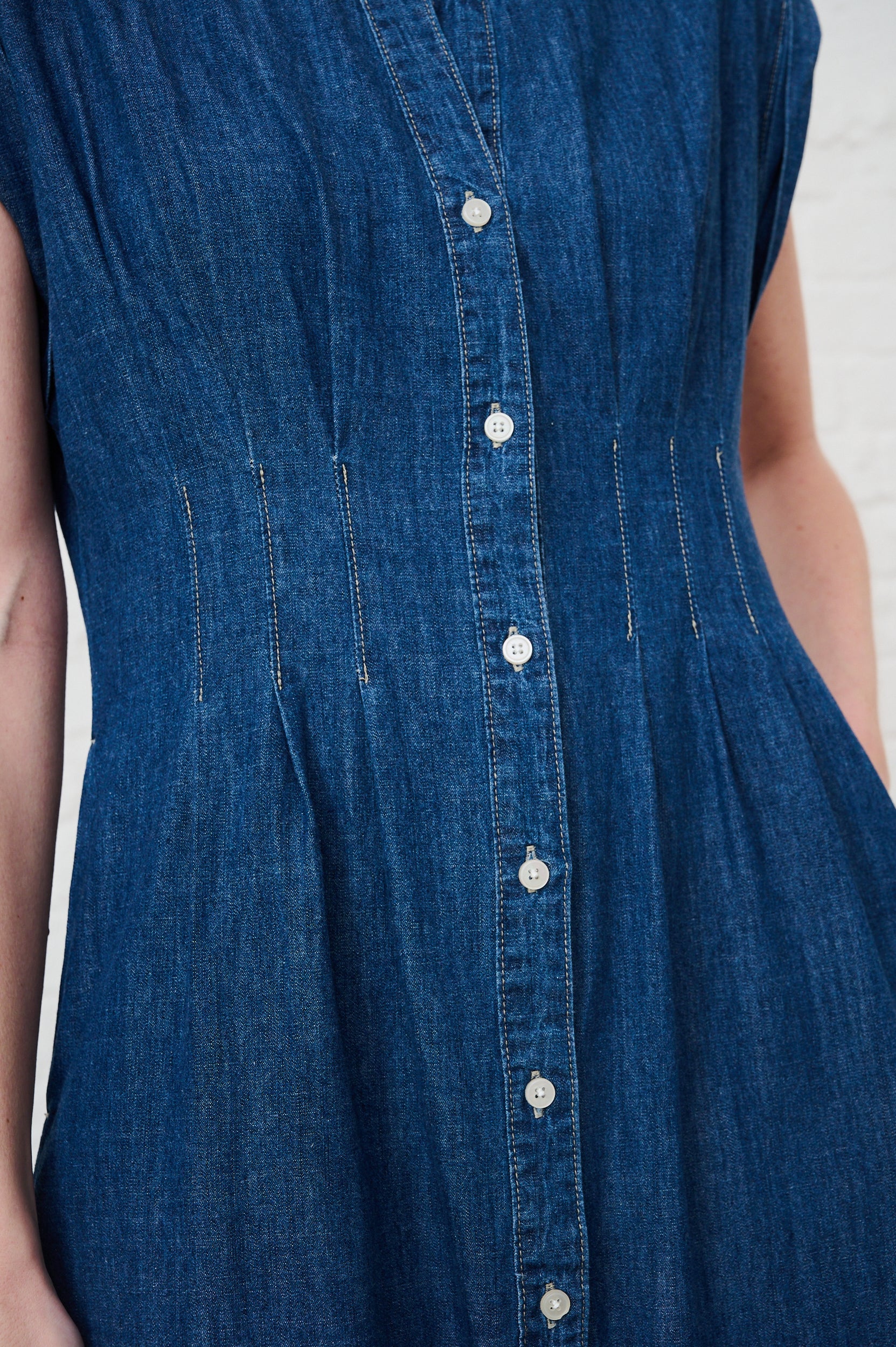 Denim Pin Tuck Shirt Dress