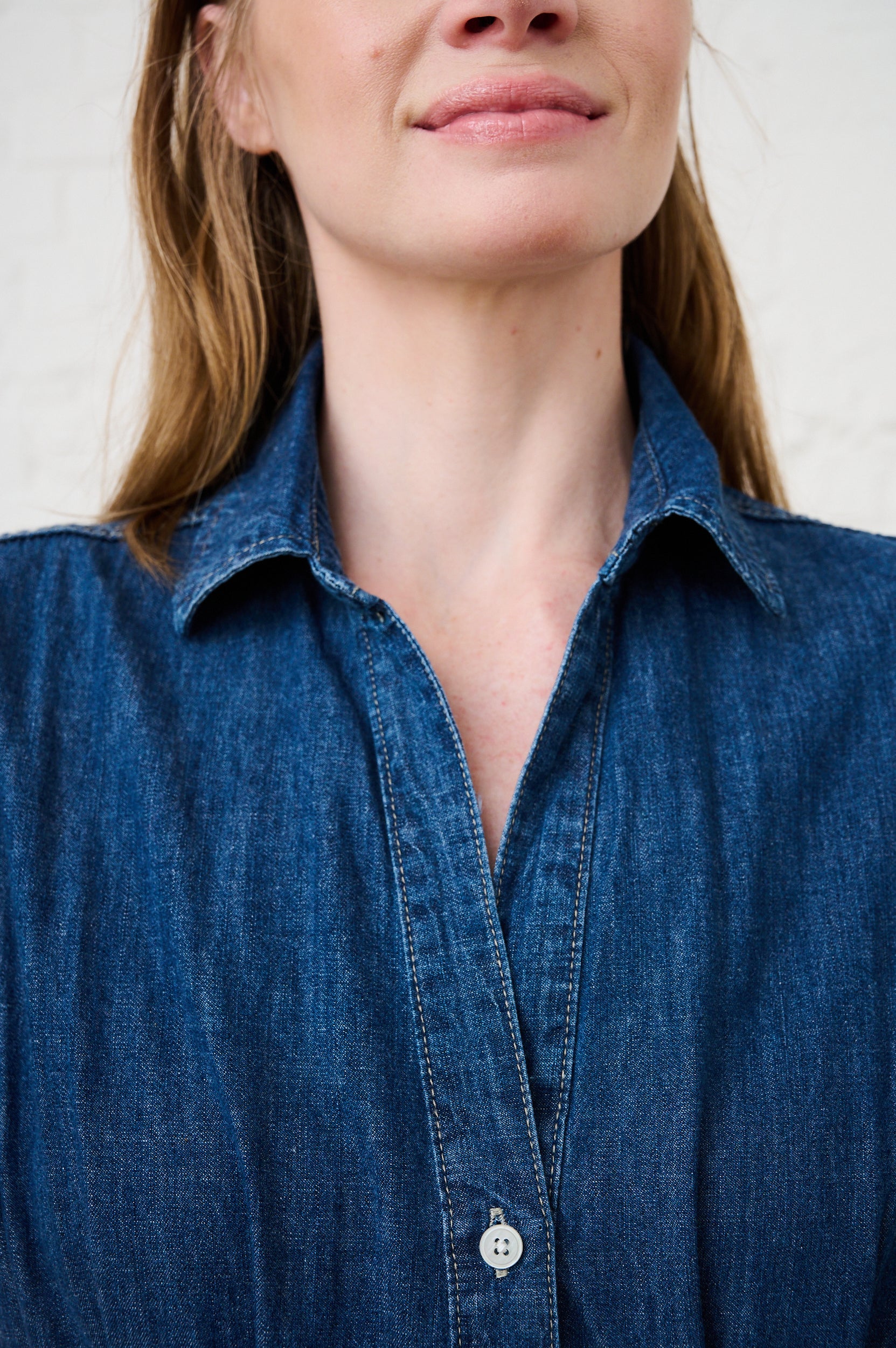 Denim Pin Tuck Shirt Dress