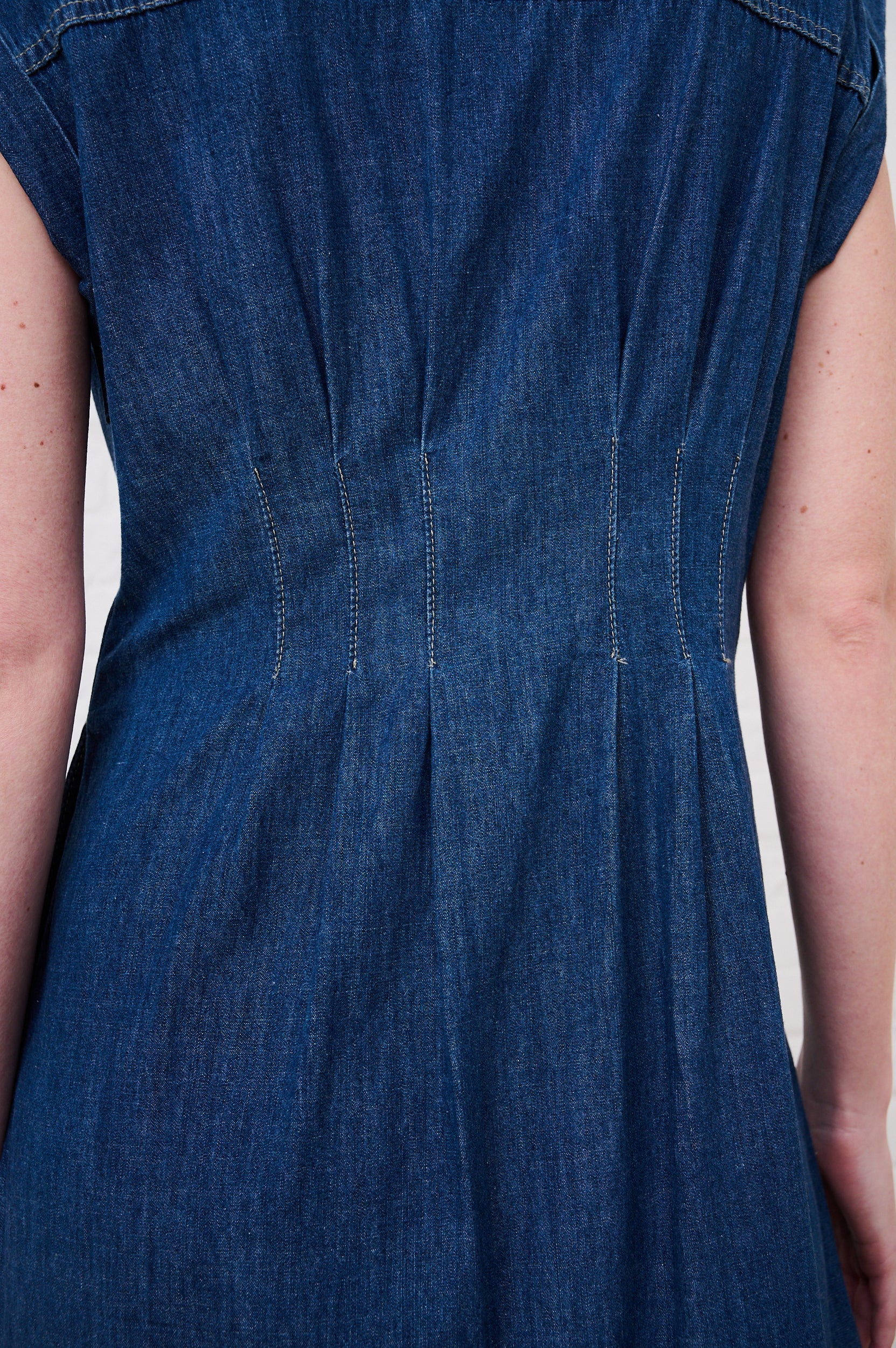 Denim Pin Tuck Shirt Dress