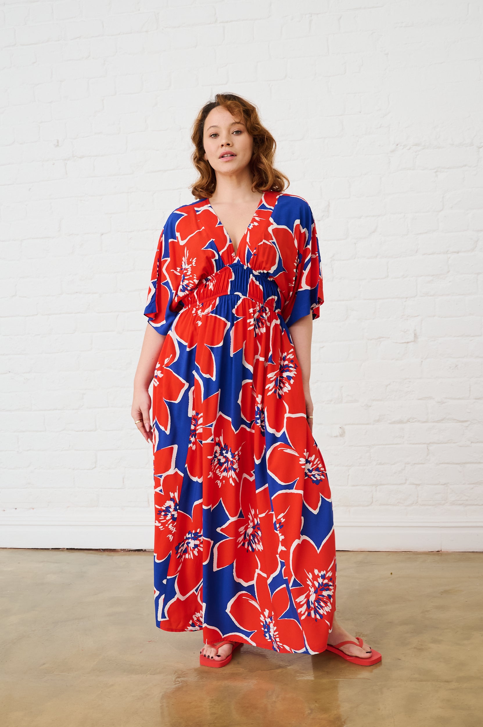 Graphic Bloom Maxi Kaftan Dress