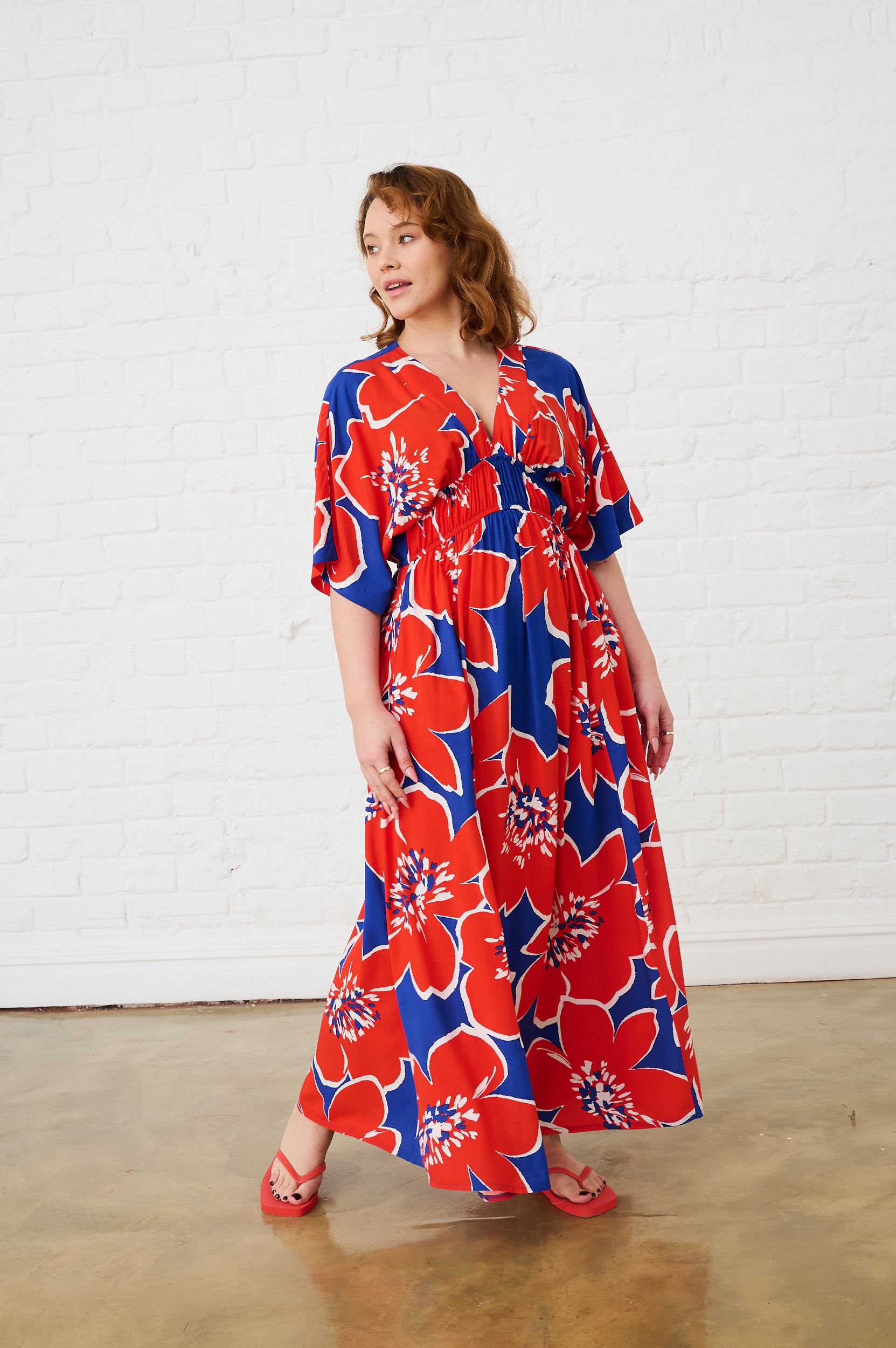Graphic Bloom Maxi Kaftan Dress