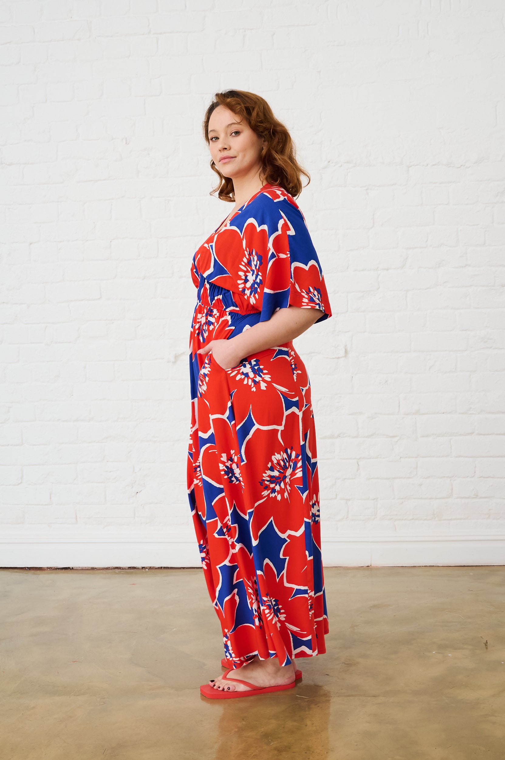 Graphic Bloom Maxi Kaftan Dress