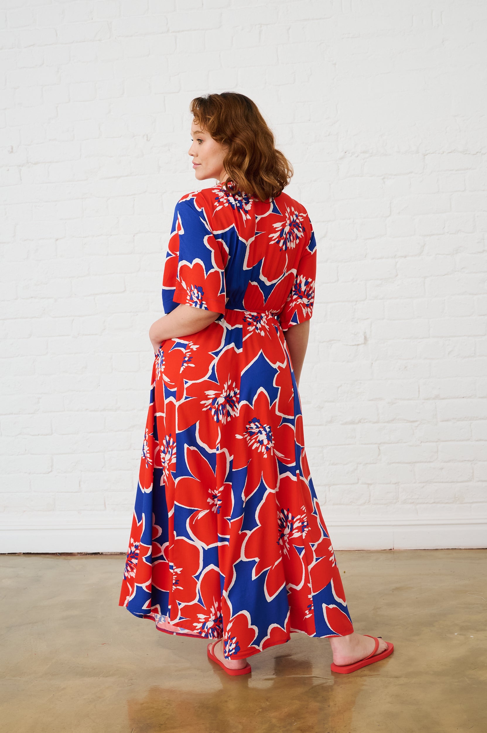 Graphic Bloom Maxi Kaftan Dress