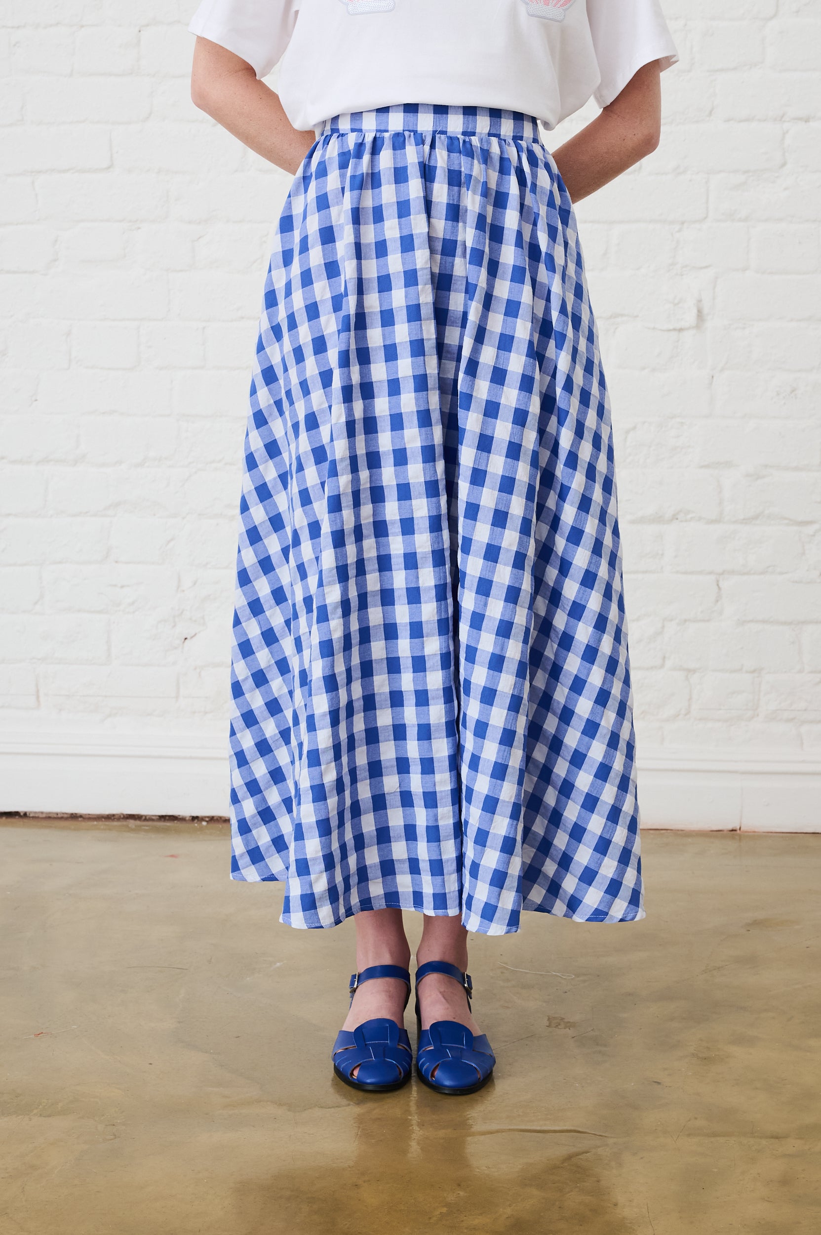 Maxi Skirt in Blue Gingham