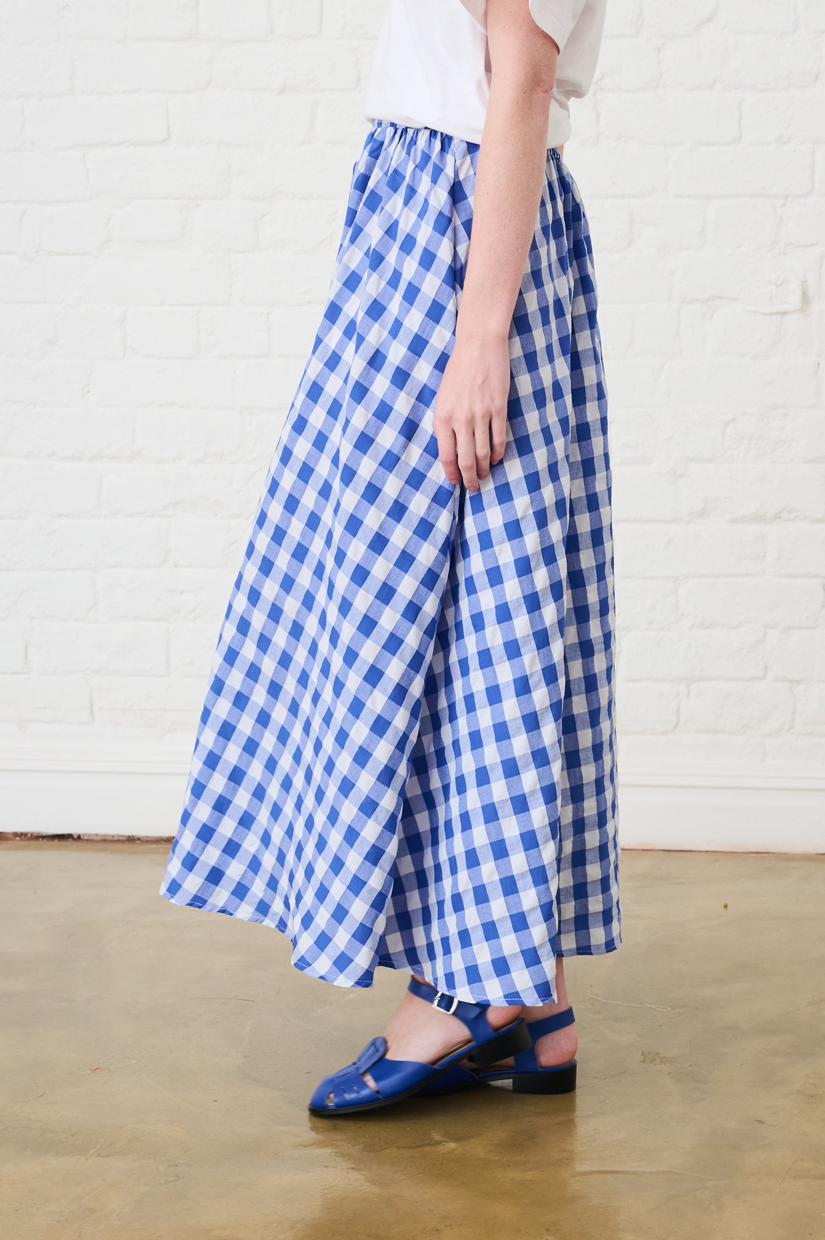 Maxi Skirt in Blue Gingham