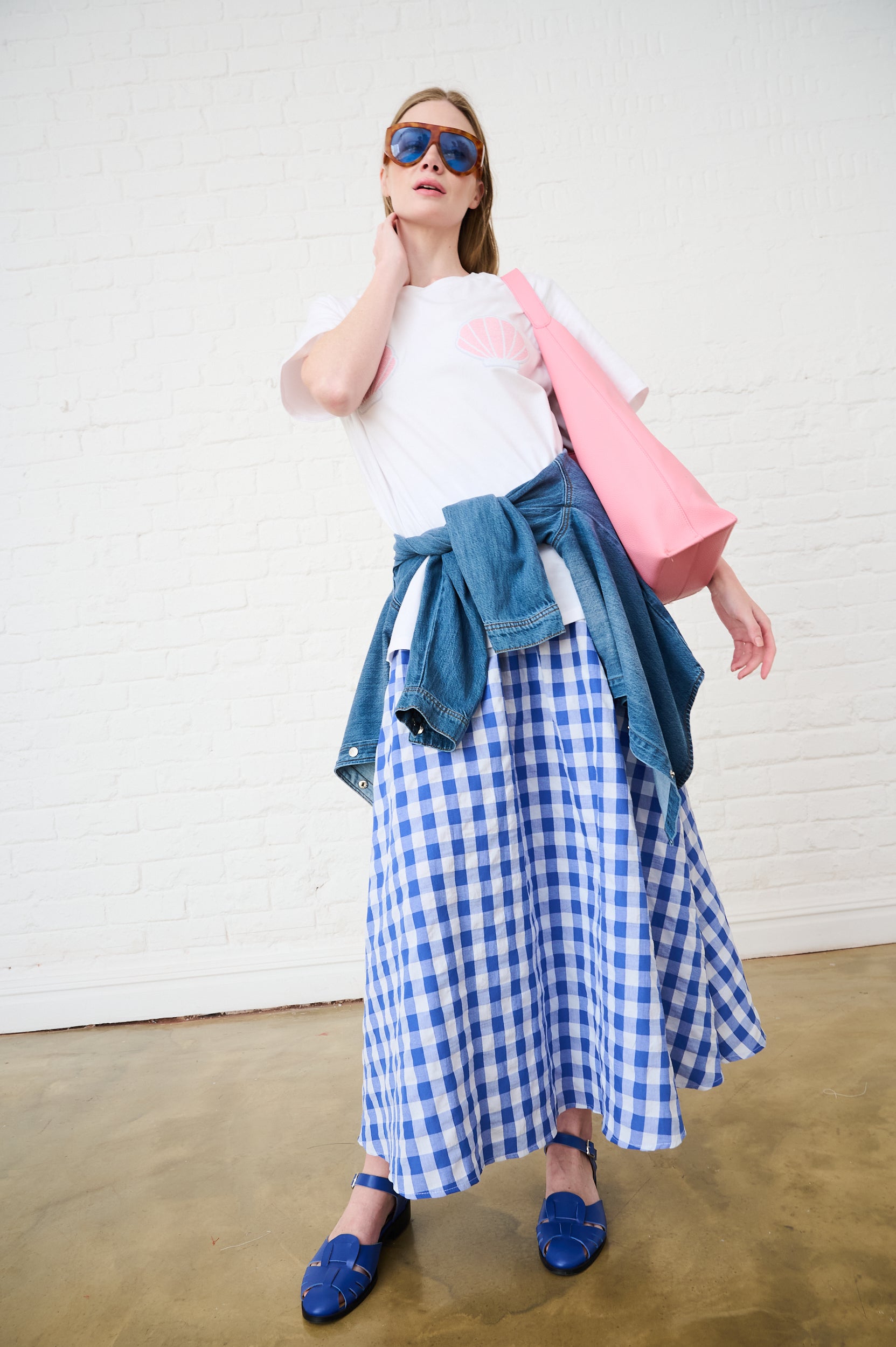 Maxi Skirt in Blue Gingham