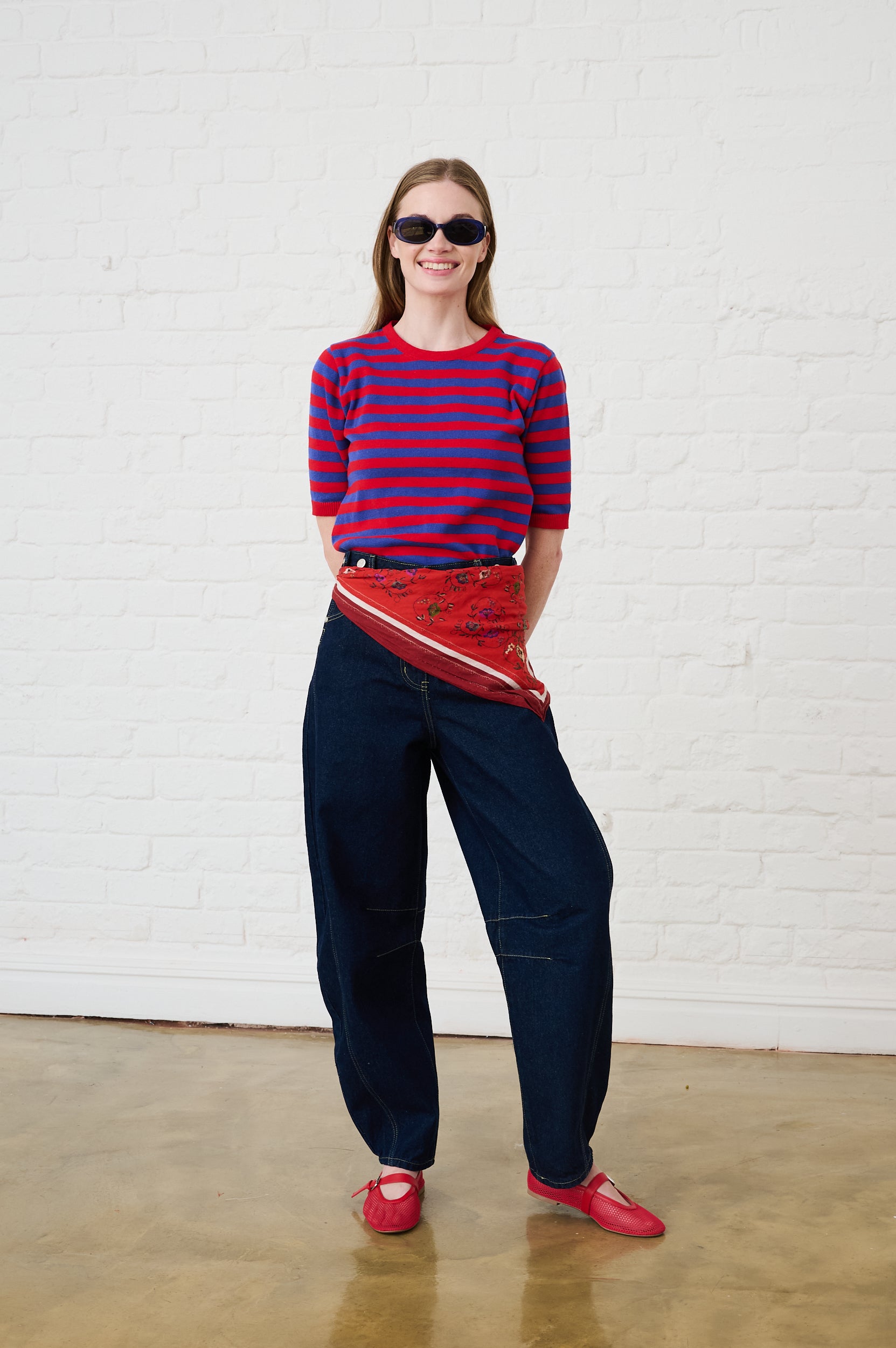 Cotton Knitwear Top in Stripe