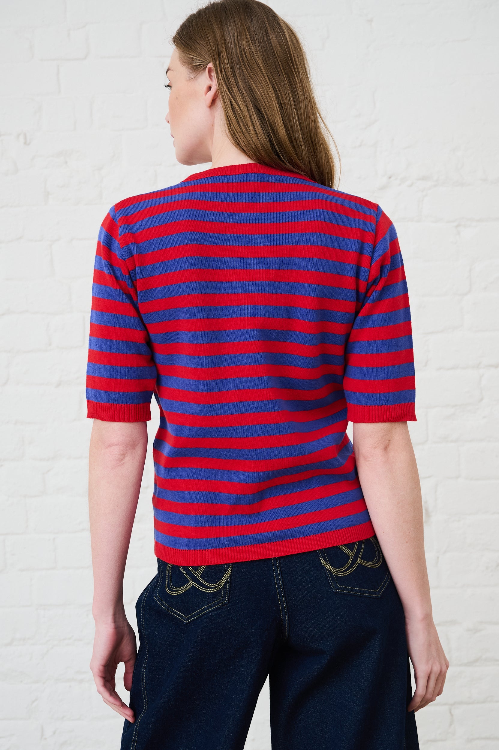 Cotton Knitwear Top in Stripe