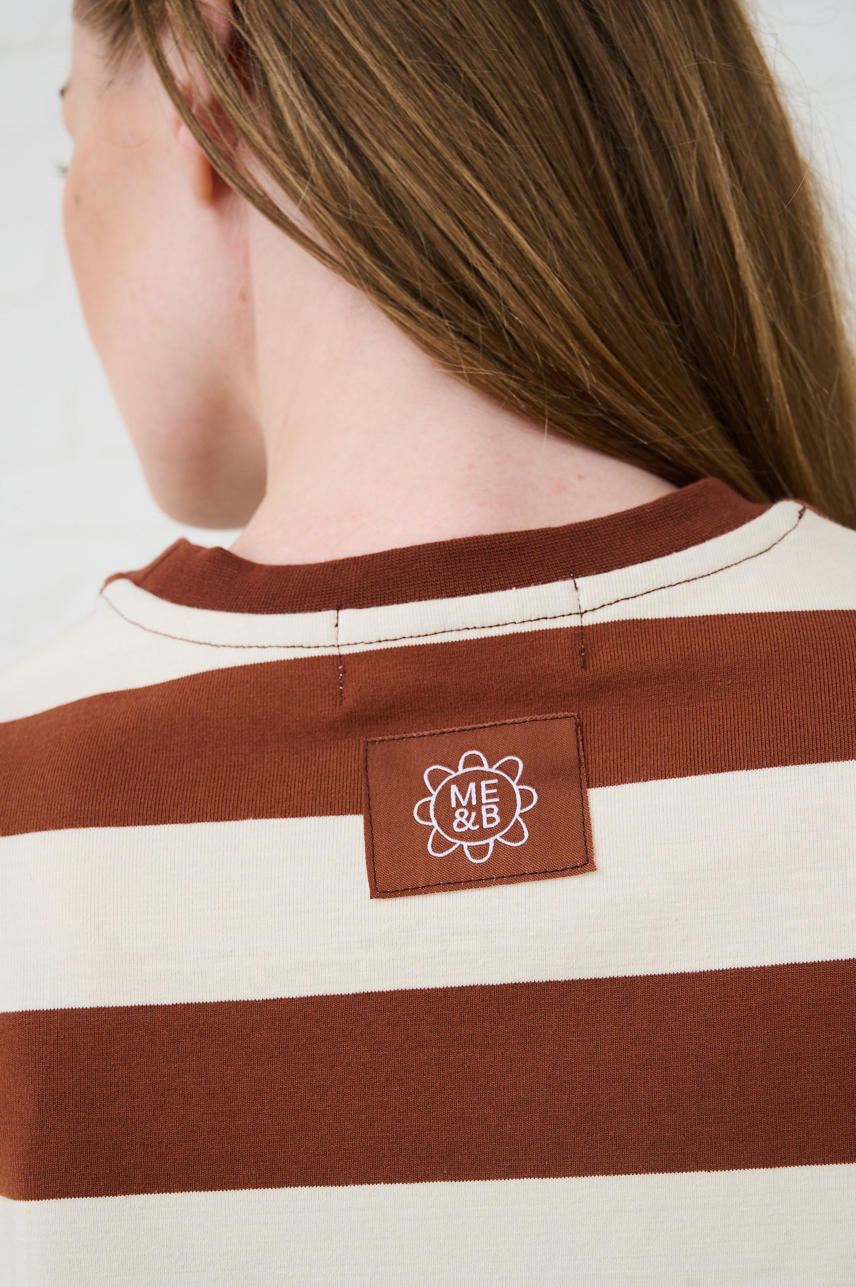 The Boxy Tee in Choc/Milk Stripe
