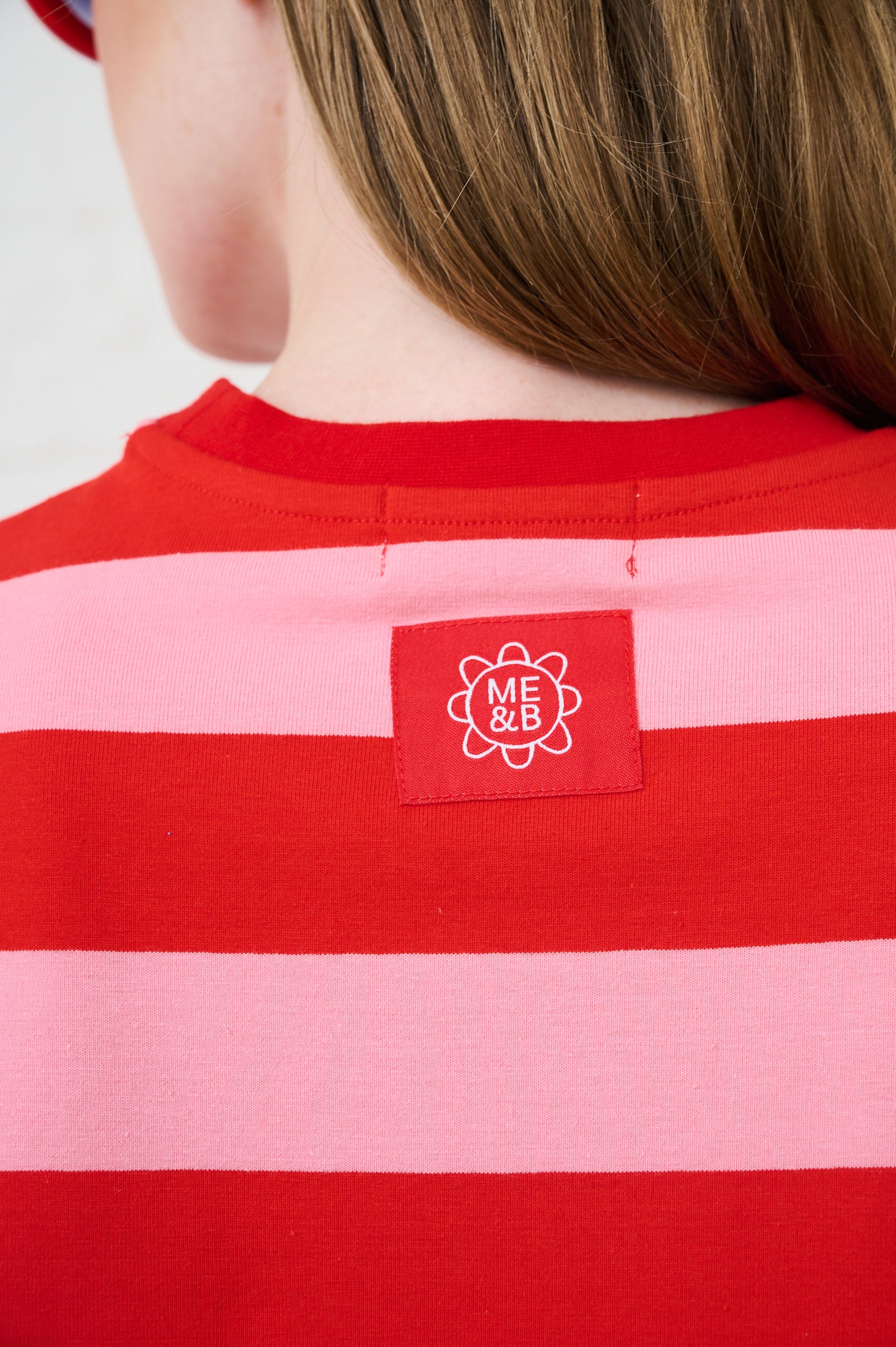 The Boxy Tee in Pink/Red Stripe