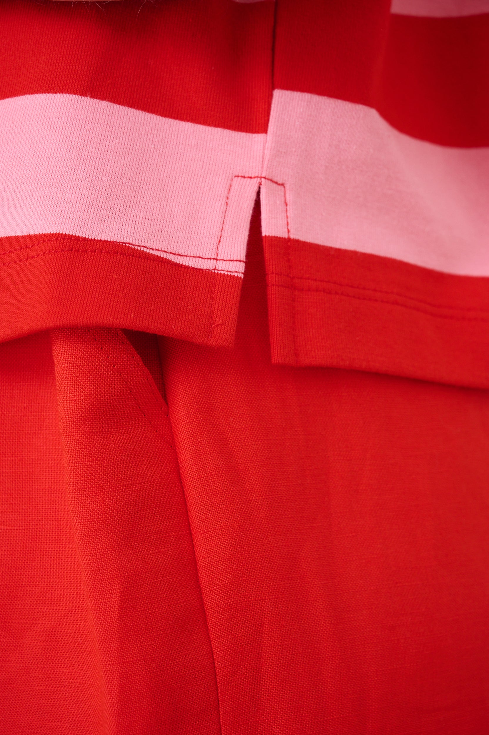 The Boxy Tee in Pink/Red Stripe